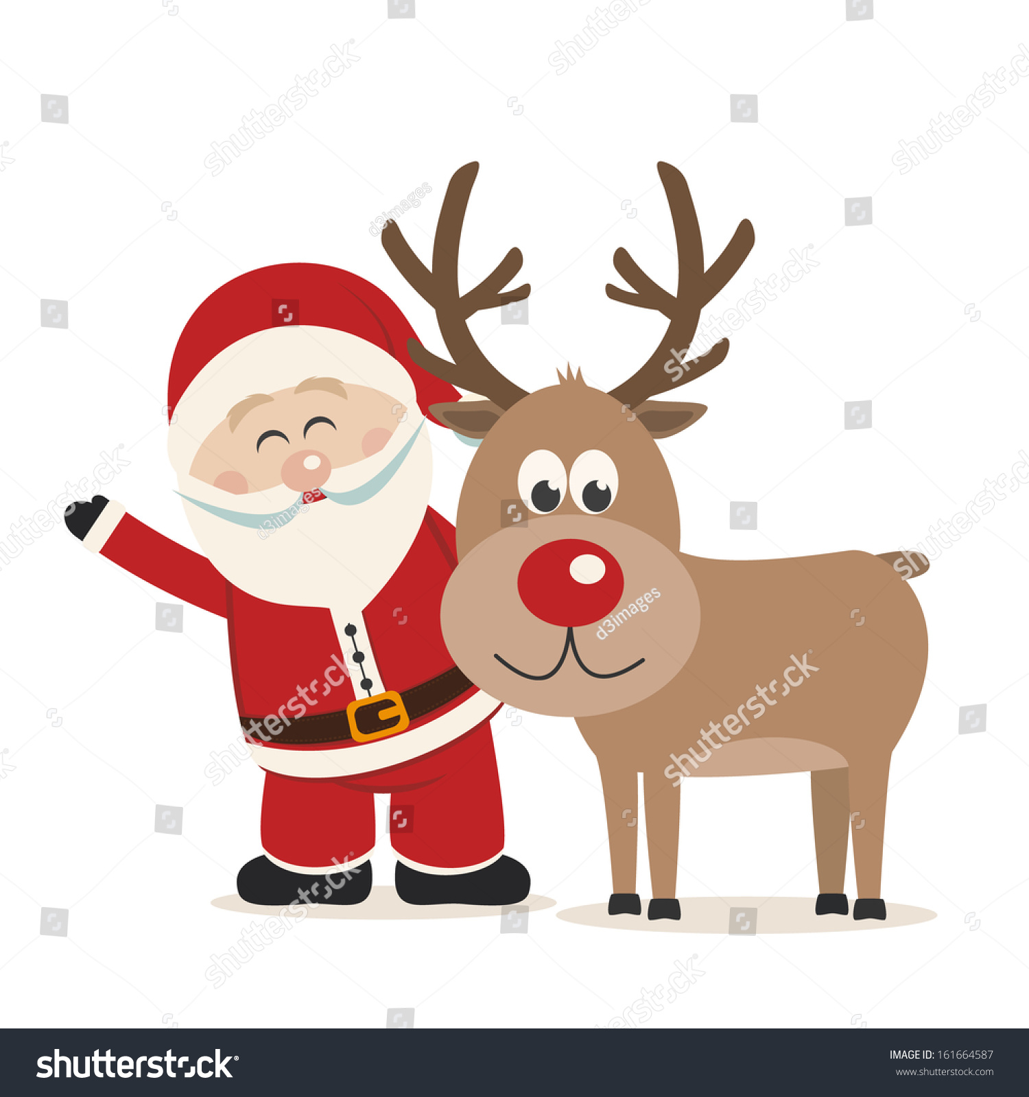 Santa Claus And Reindeer Isolated Background Stock Vector Illustration ...