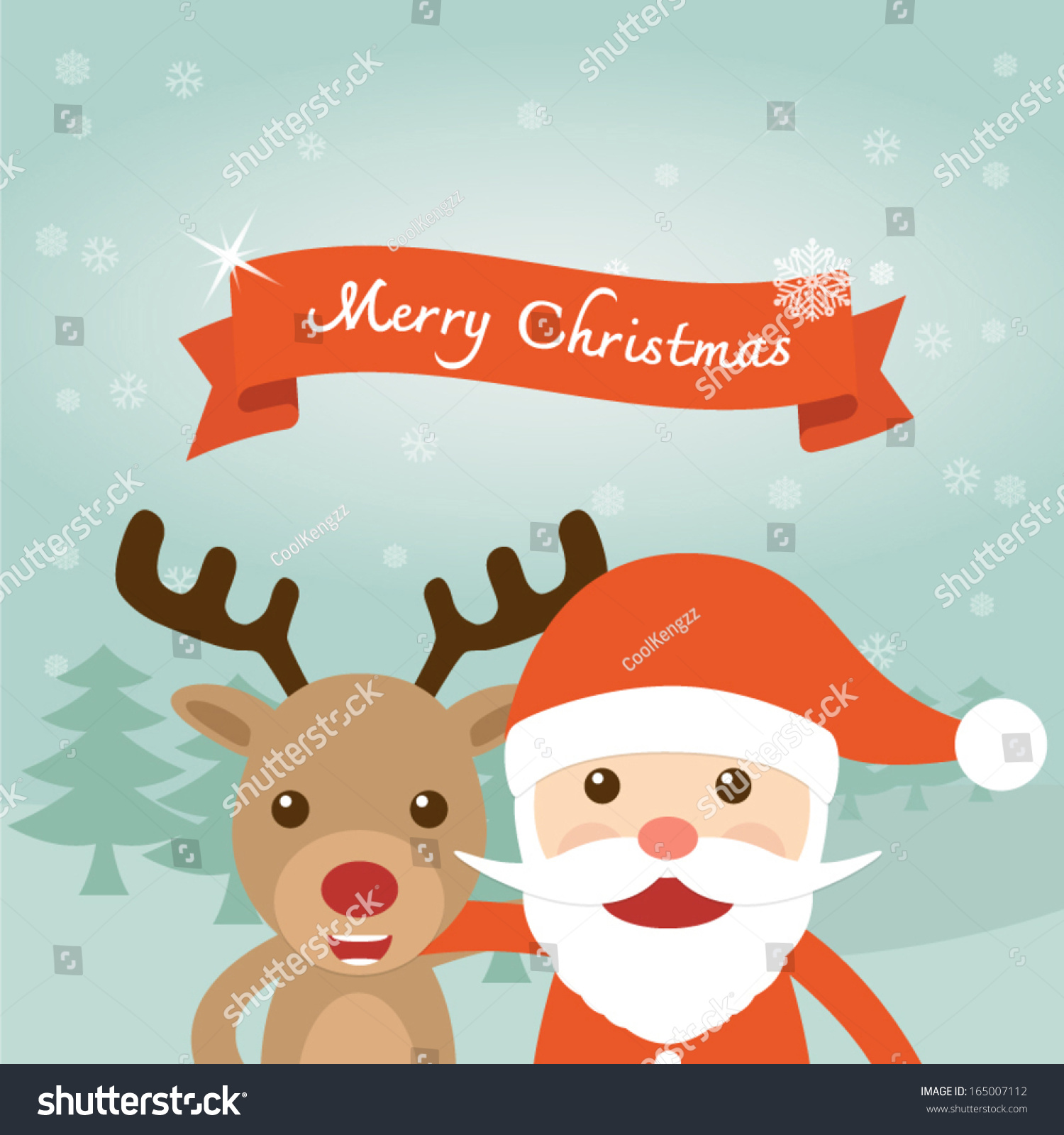 Santa Claus Reindeer Merry Christmas Vector Stock Vector 165007112 ...