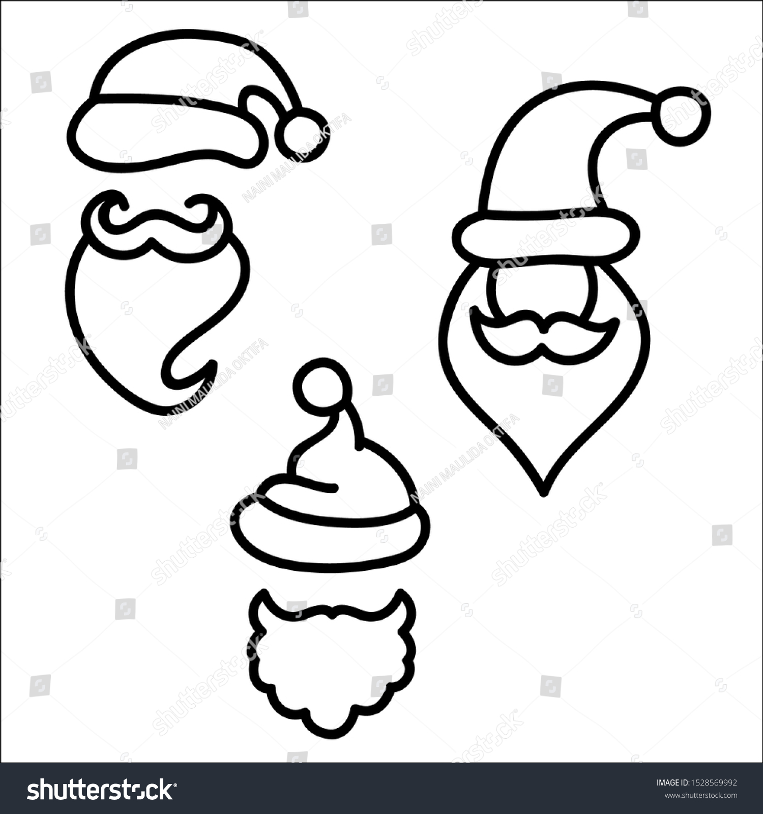 Santa Claus Beards Hats Vector Illustration Stock Vector Royalty Free 1528569992 6270