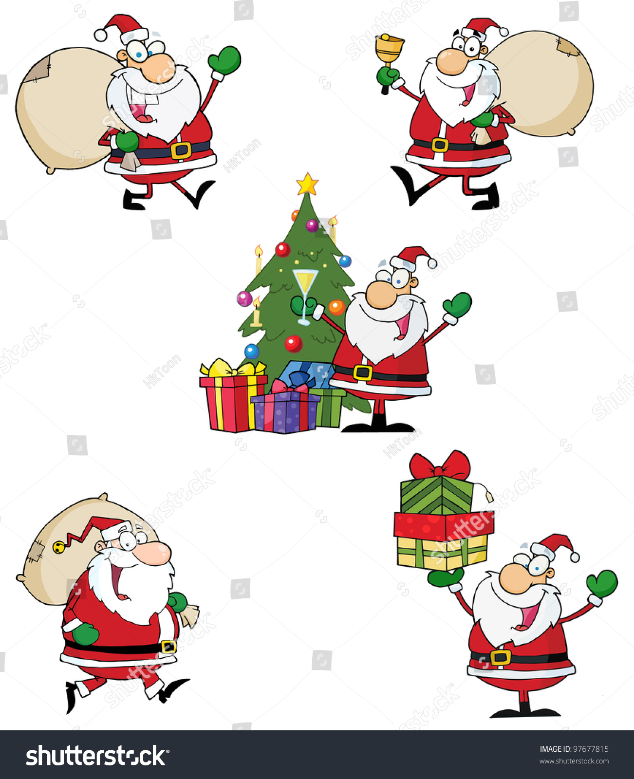 Santa Claus Cartoon Style Characters. Vector Collection - 97677815