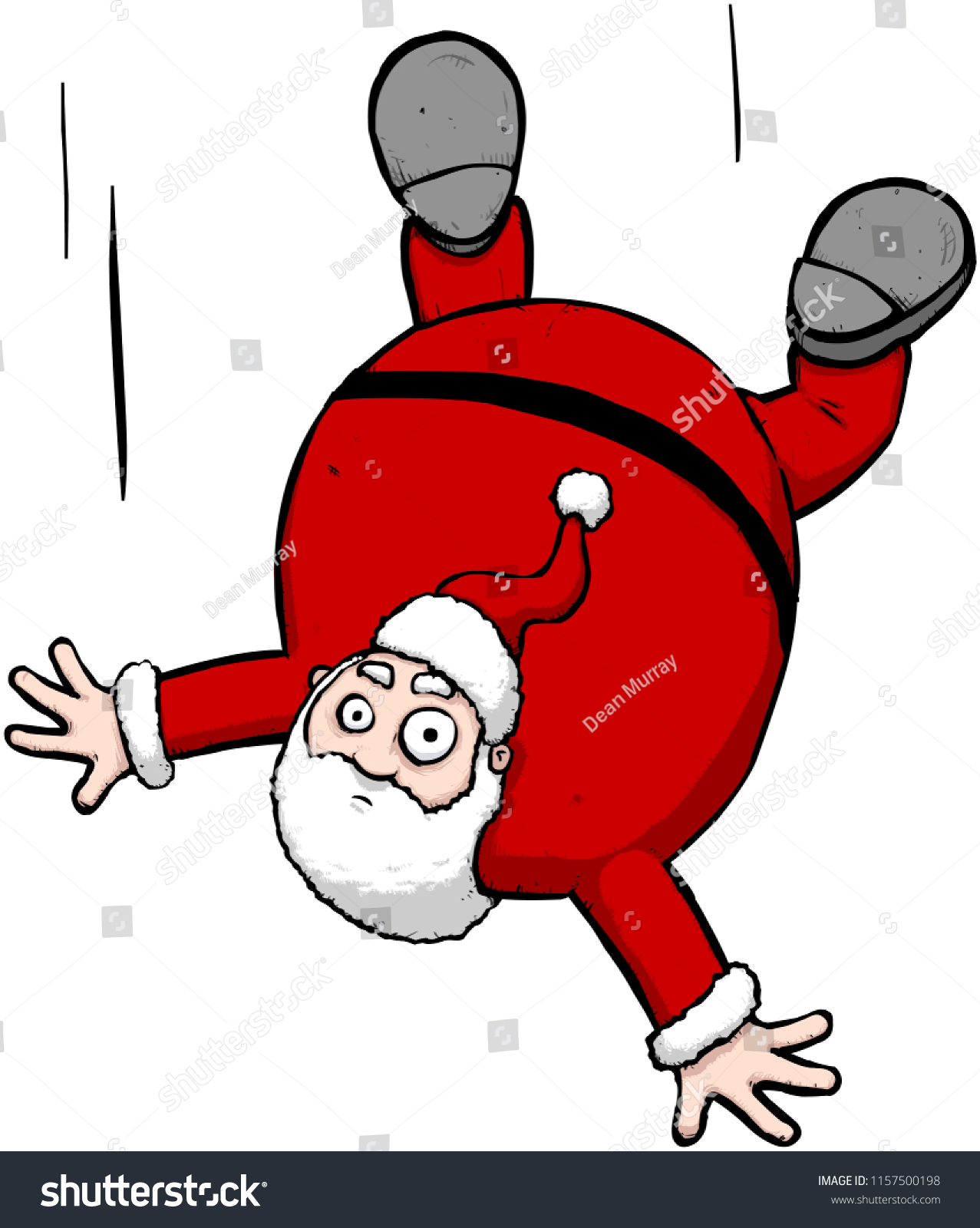 Santa Claus Falling Cartoon Character Illustration Could Have Fallen Off Of A Roof Or His Sleigh