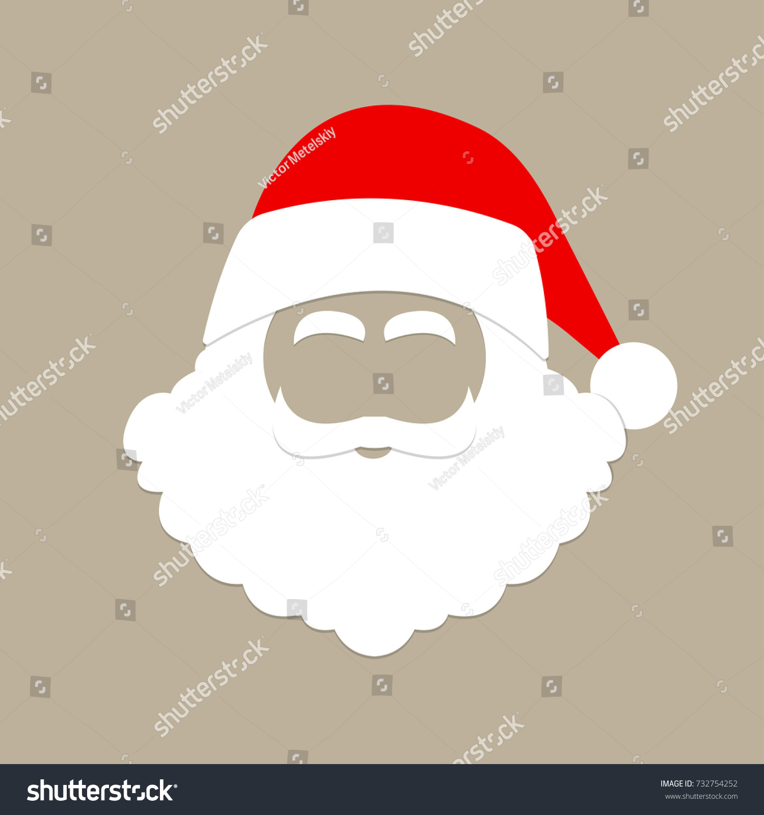 Santa Claus Hat Beard Christmas Mask Stock Vector (Royalty Free) 732754252