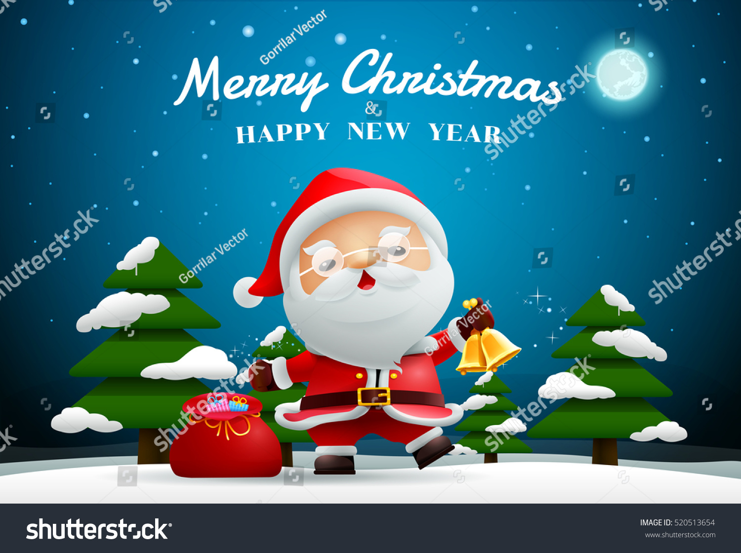 Santa Claus Merry Christmas And Happy New Year Stock Vector ...