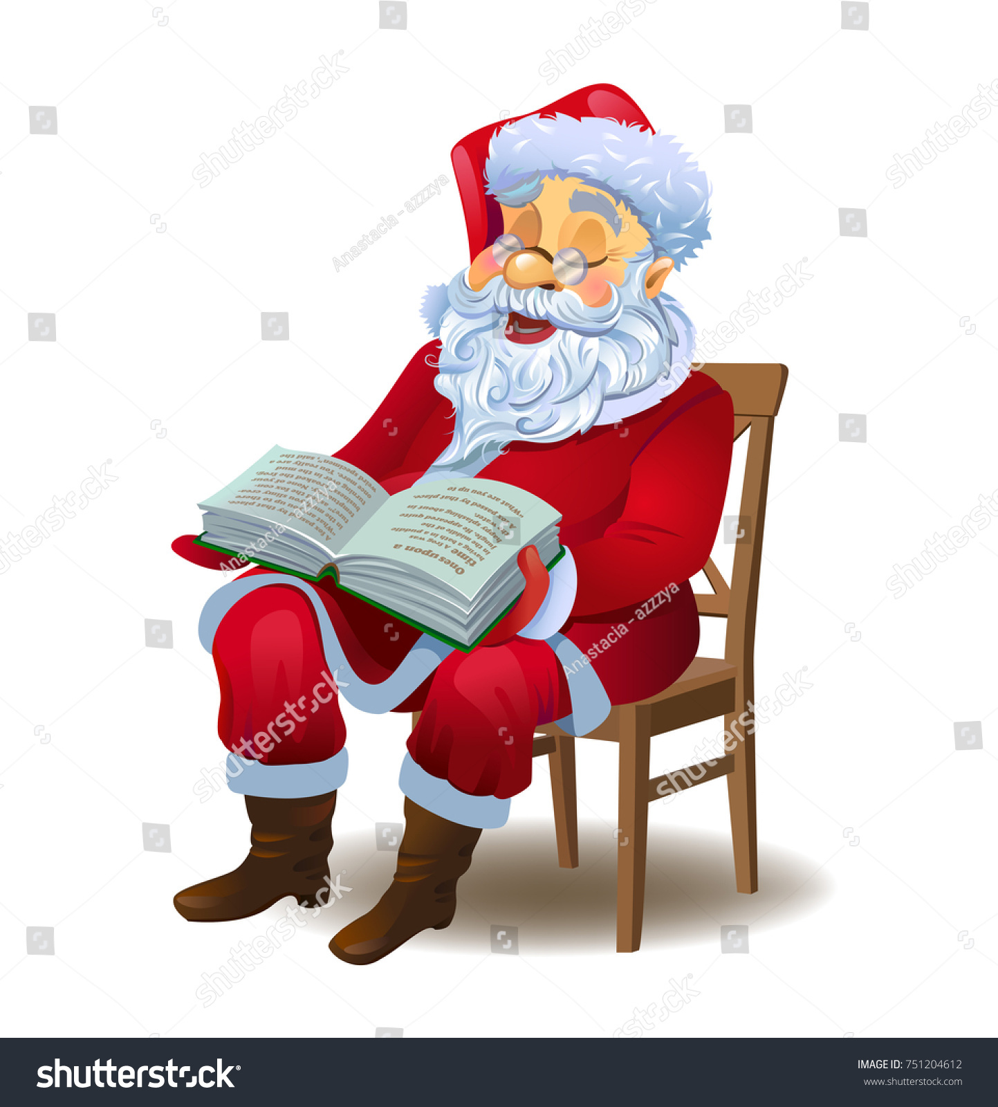 Santa Claus reading the book a vector illustration in traditional style