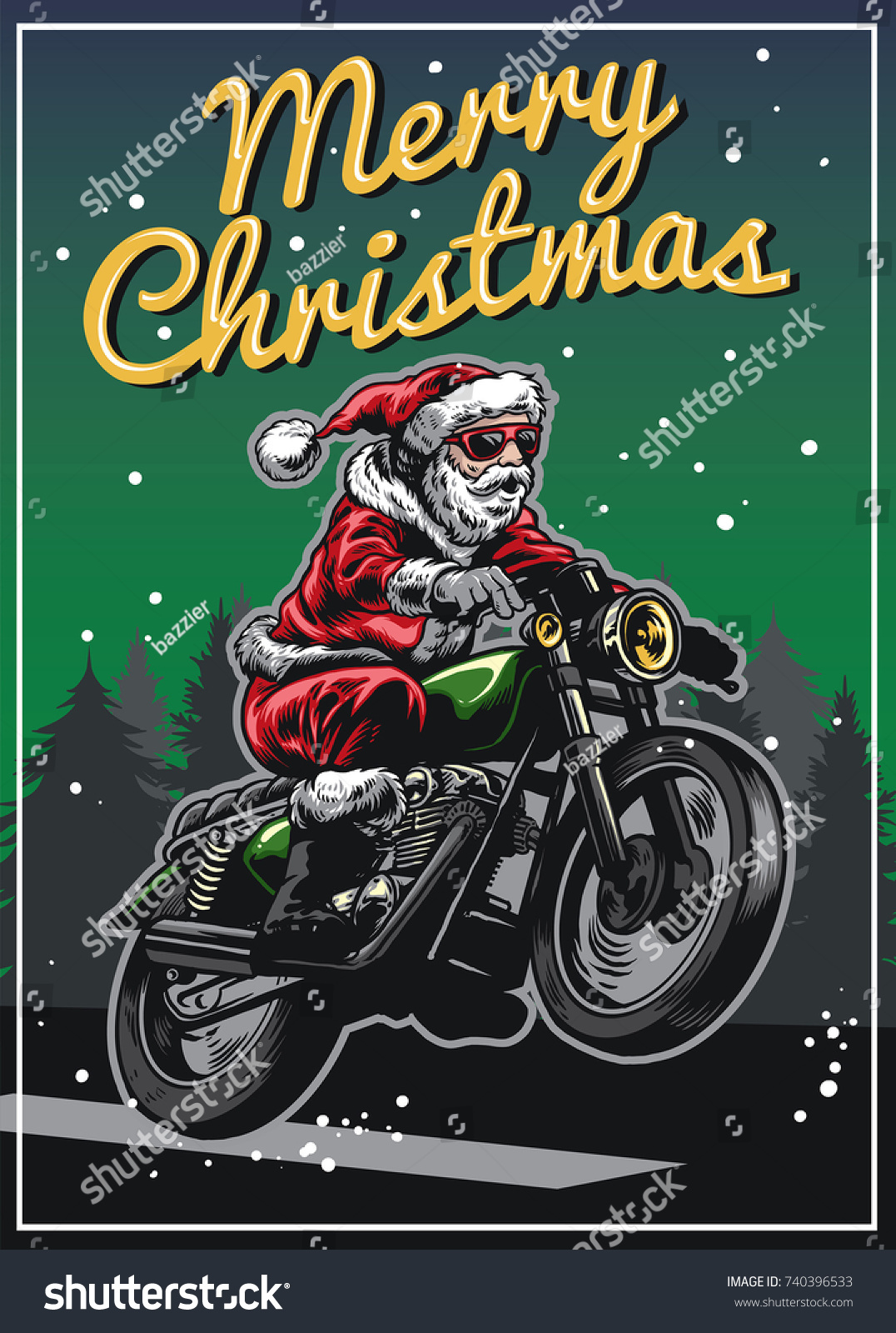 Download Santa Claus Riding Motorcycle Christmas Greeting Stock ...