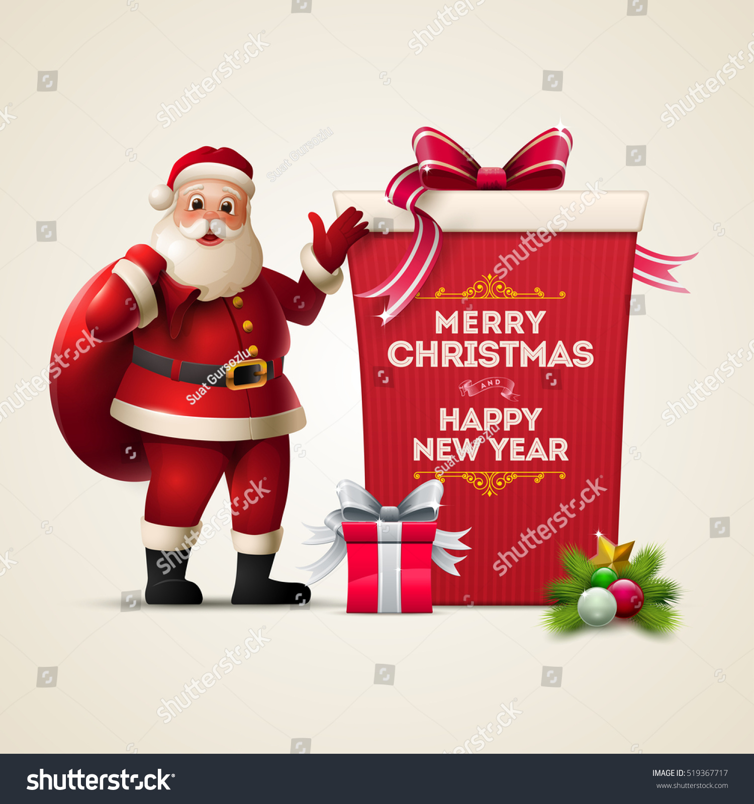 Santa Claus Smiling Show Huge Gift Stock Image Download Now