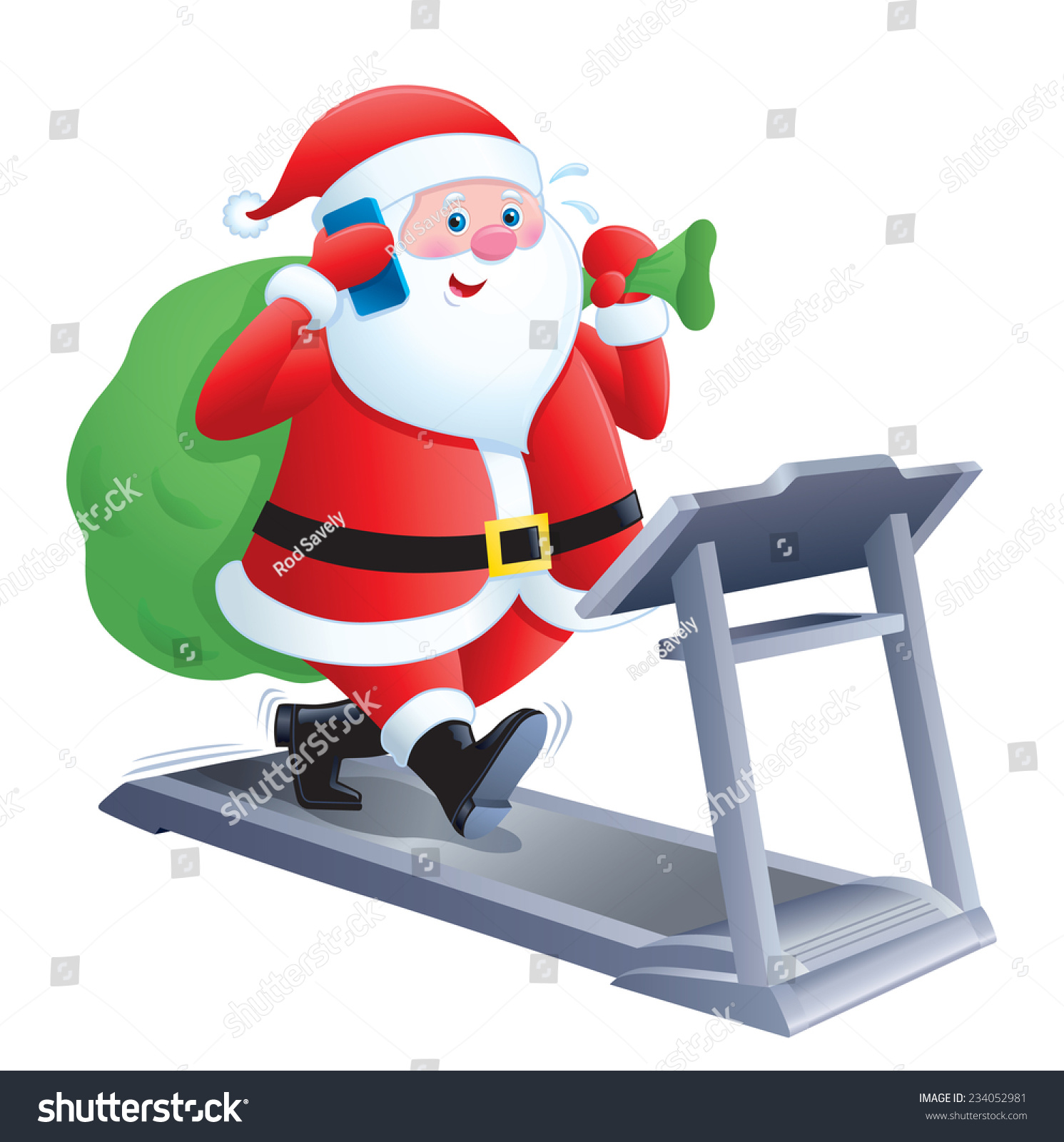Santa Claus Walking A Treadmill