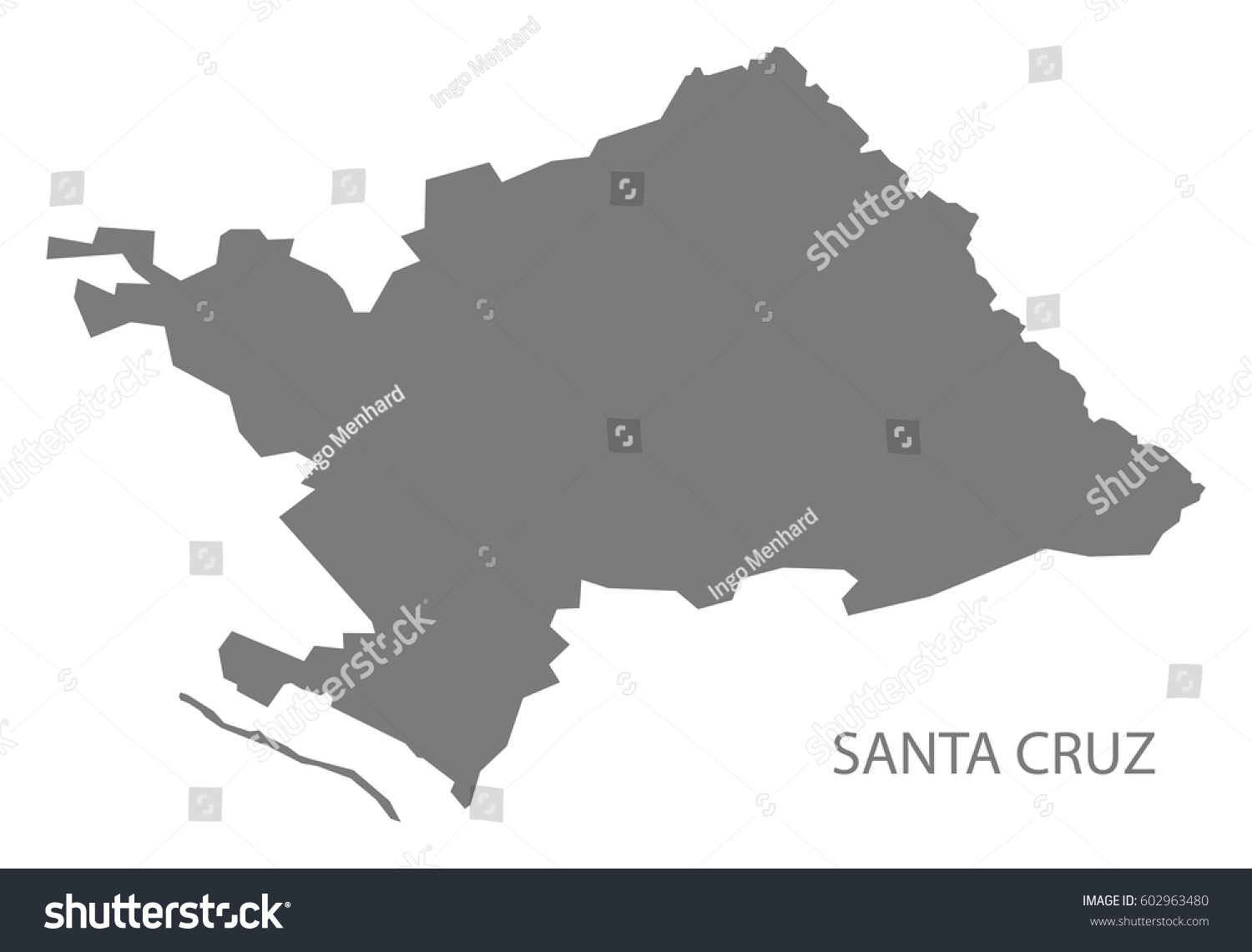 Santa Cruz Aruba Map Santa Cruz Aruba Region Map Grey Stock Vector (Royalty Free) 602963480