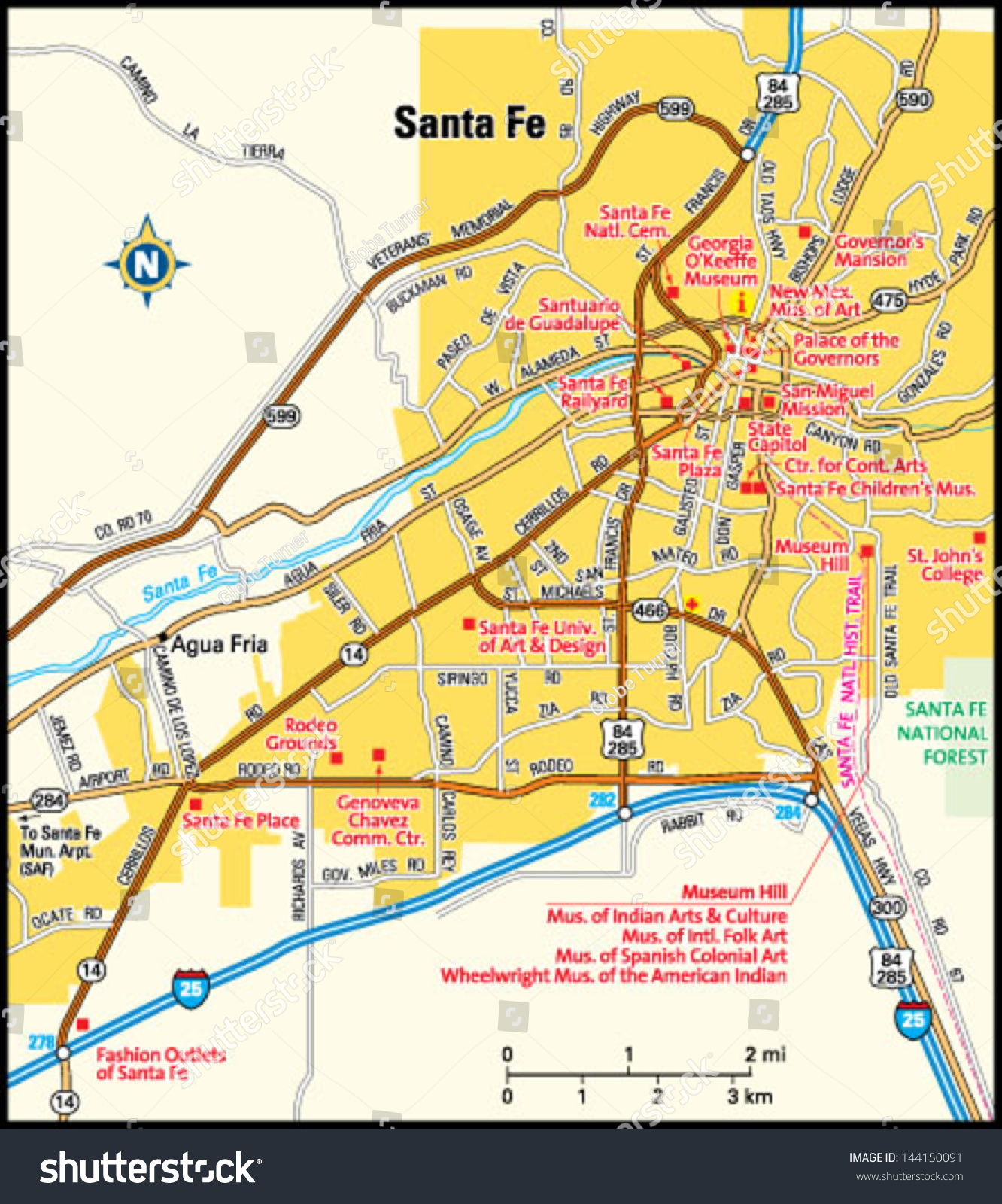 Stock Vector Santa Fe New Mexico Area Map 144150091 