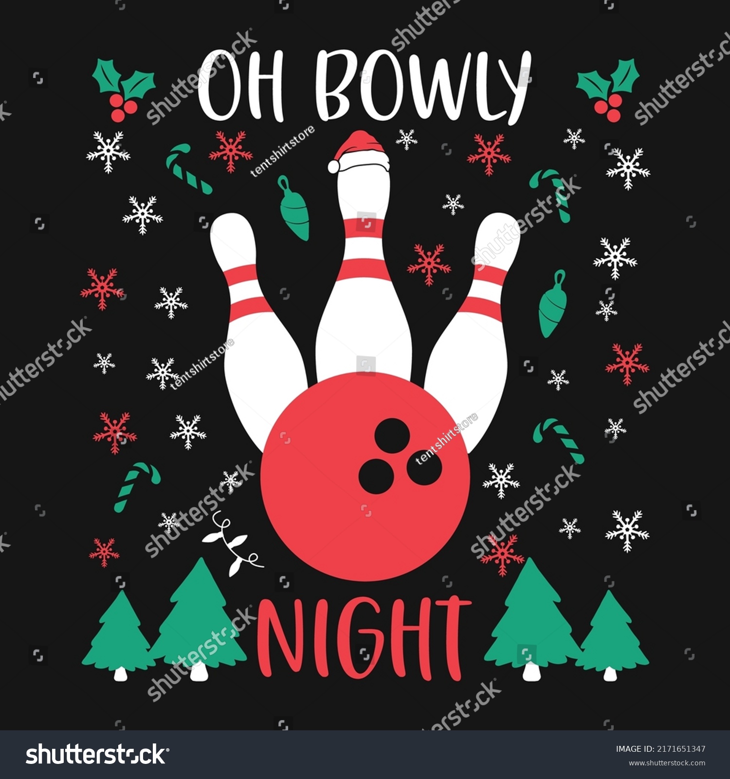 SVG of Santa Hat Bowling Vector Shirt svg