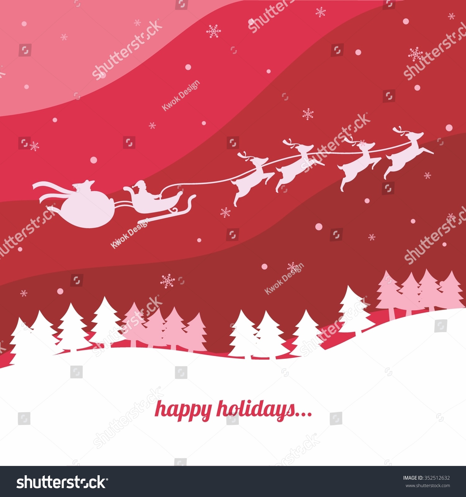 Santa Into The Winter Christmas Evening Stock Vector Illustration