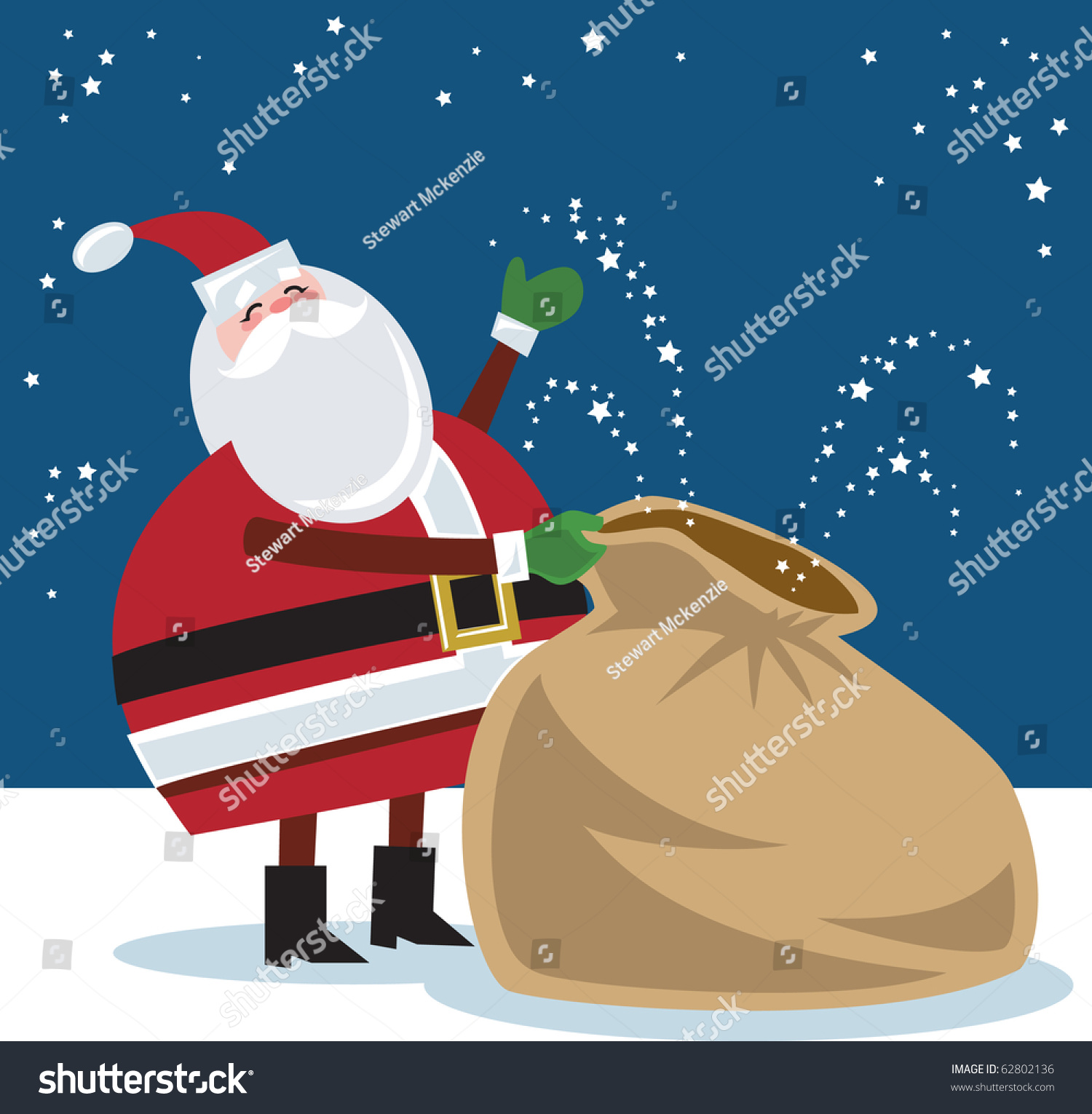 Santa Opening Bag Stock Vector Illustration 62802136 Shutterstock