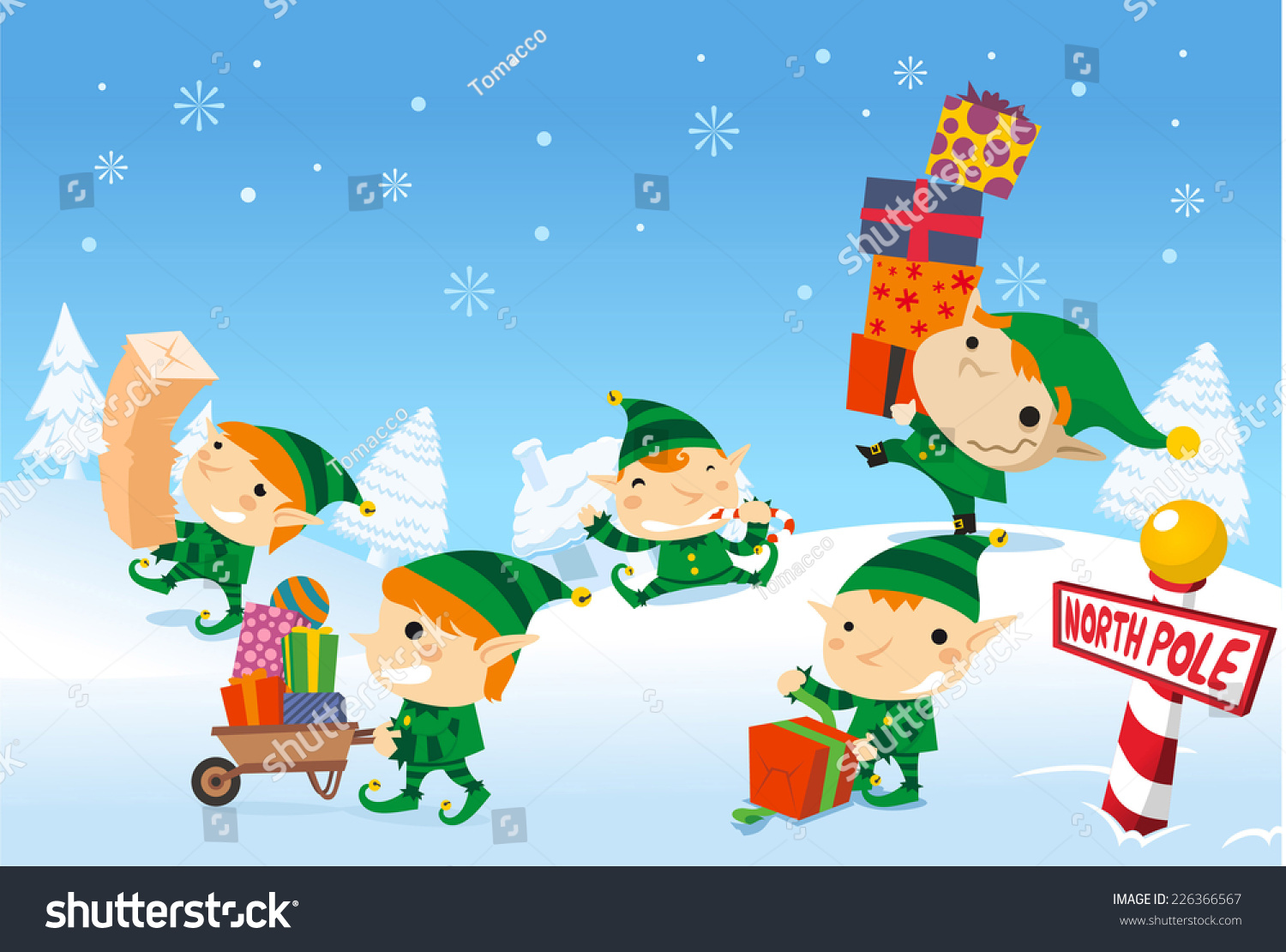 santas elves working at the north pole carrying santa claus presents for the children - Santa And The North Pole santas elves working at the north pole carrying santa claus presents for the children - Santa And The North Pole