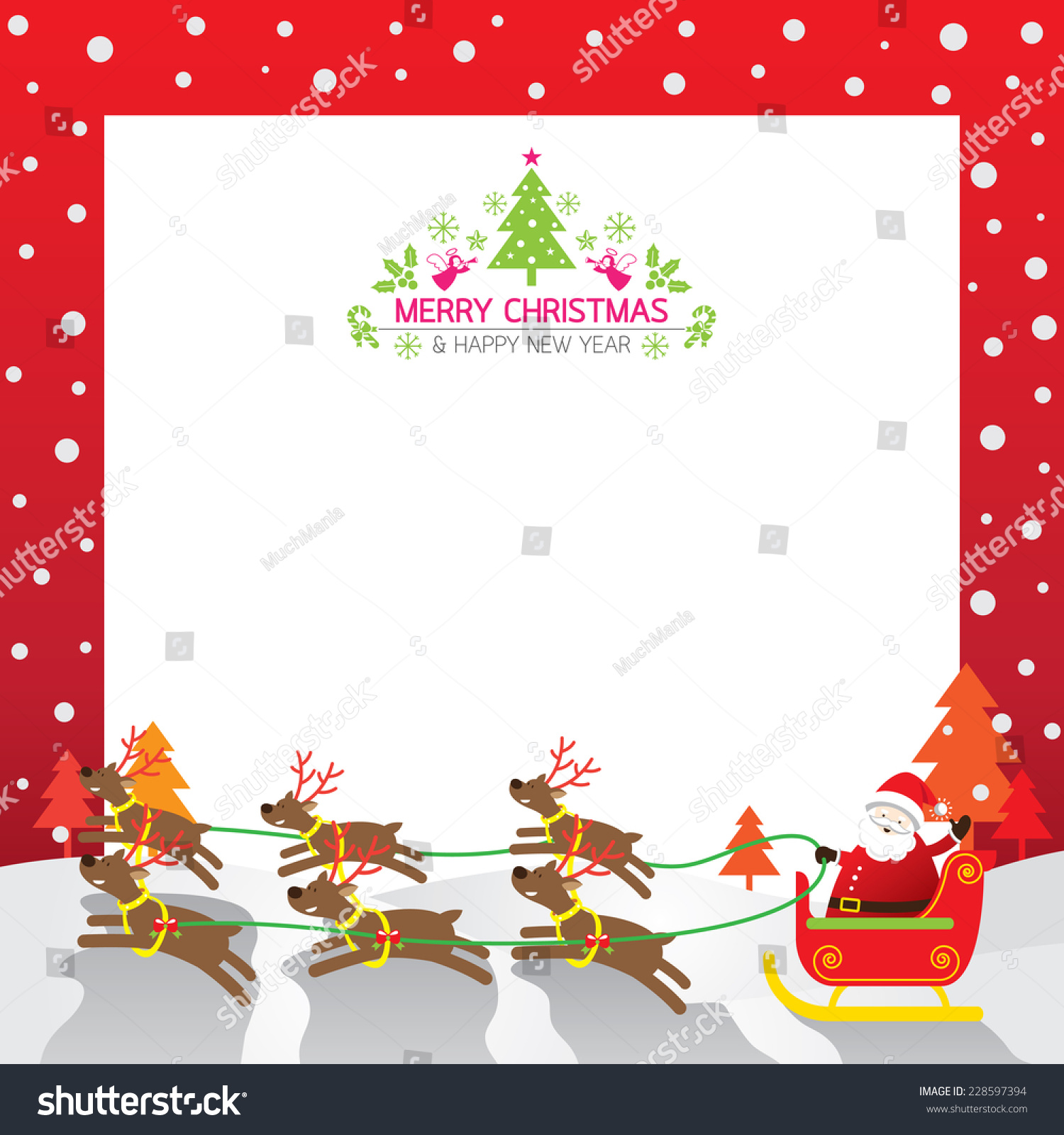 Santas Sleigh Reindeer Border Background Stock Vector (Royalty Free ...