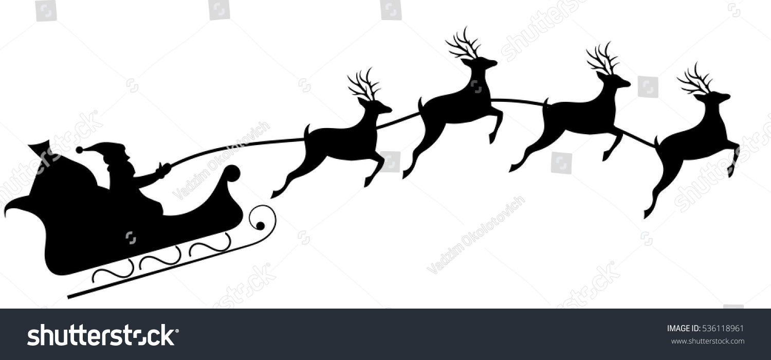 Santa'S Sleigh With Four Reindeers Stock Vector Illustration 536118961 ...