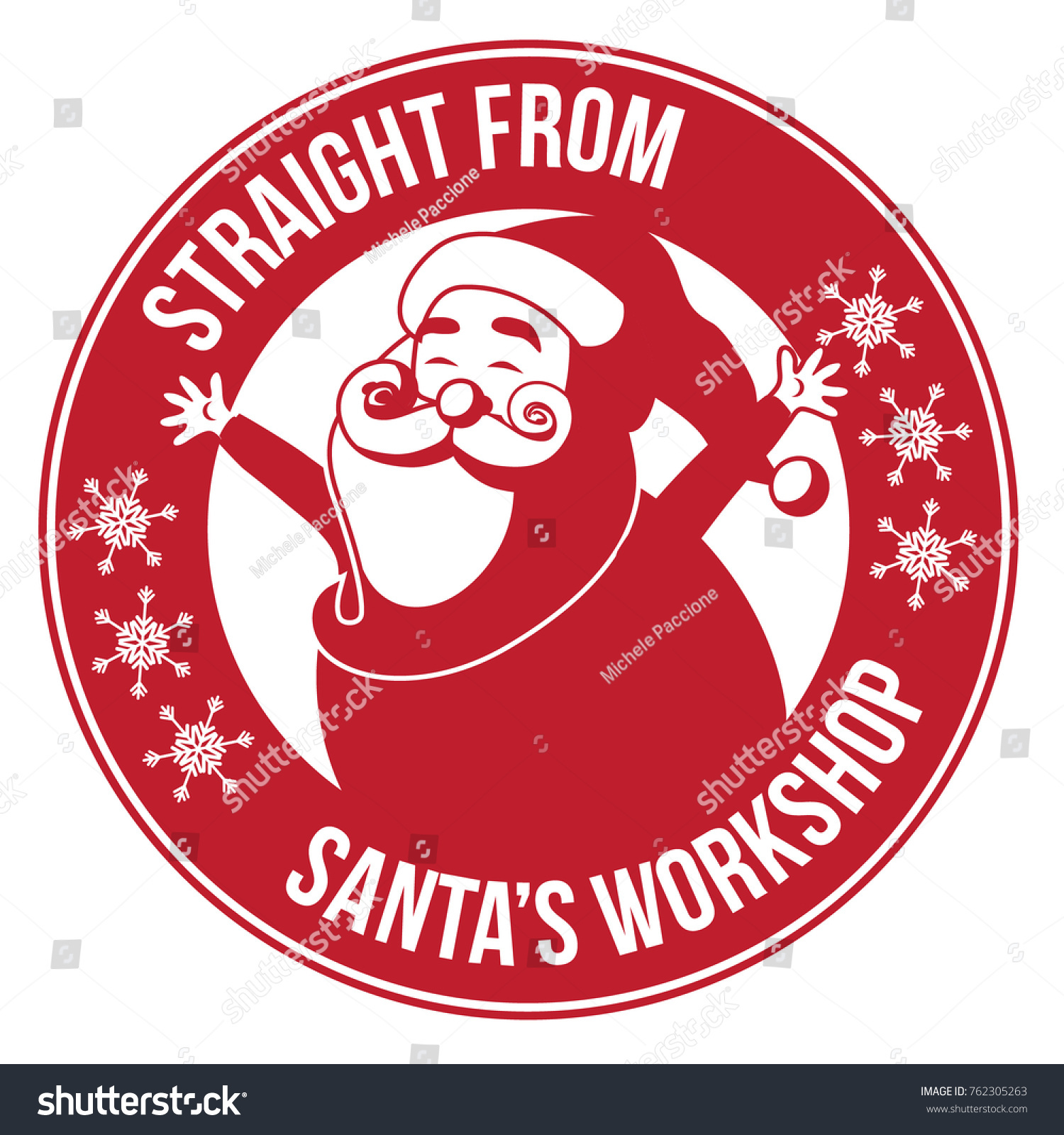 Santas Workshop Stamp Sticker Logo Design Stock Vector 762305263 ...