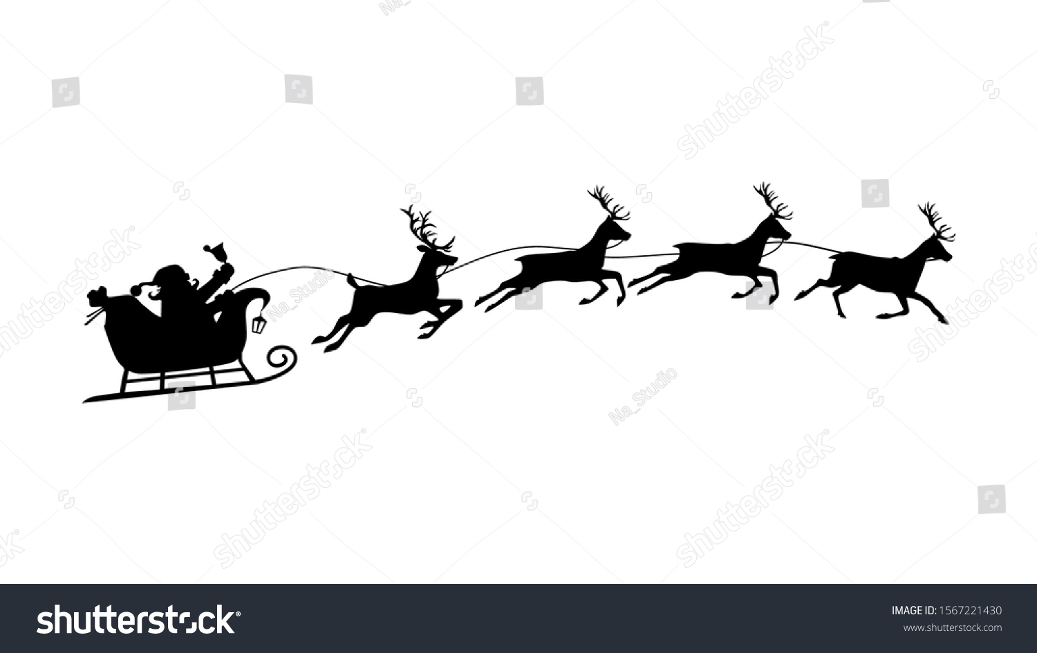 Santa Sleigh Reindeer Christmas Day Stock Vector (Royalty Free) 1567221430