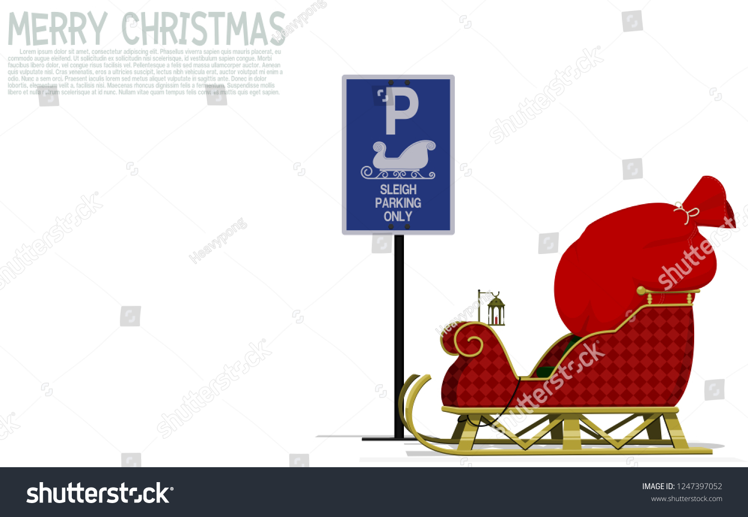 Santa Sleigh Parked Parking Area Stock Vector Royalty Free