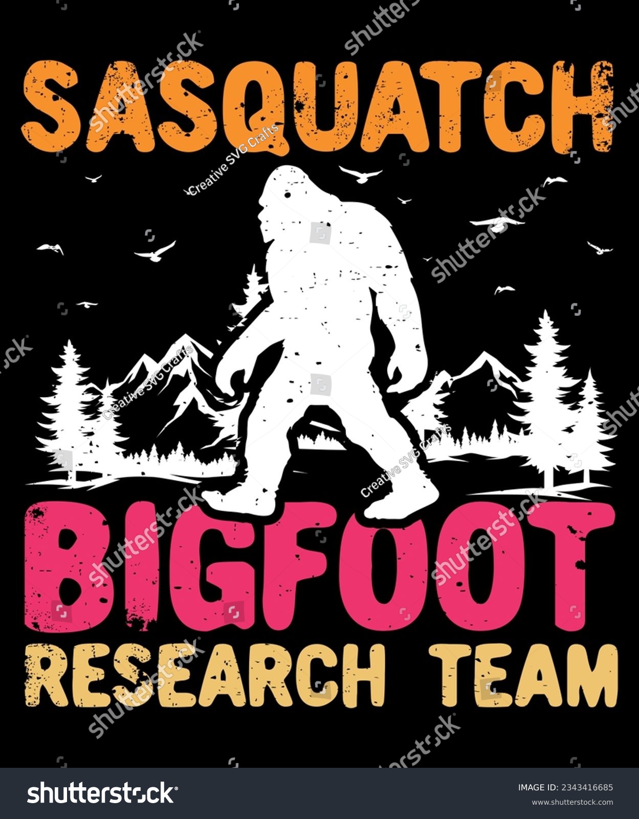 SVG of Sasquatch Big Foot Research Team, Big Foot Funny Shirt, Retro Shirts, Shirt  Print Template SVG svg