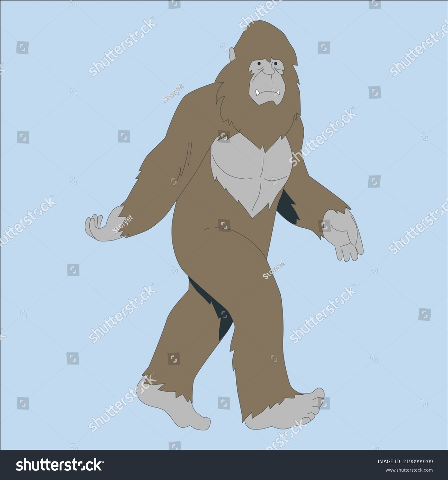 SVG of Sasquatch - Bigfoot - Yeti isolated on white background. The mysterious bigfoot, a creature of folklore and legend, and the most popular cryptid svg