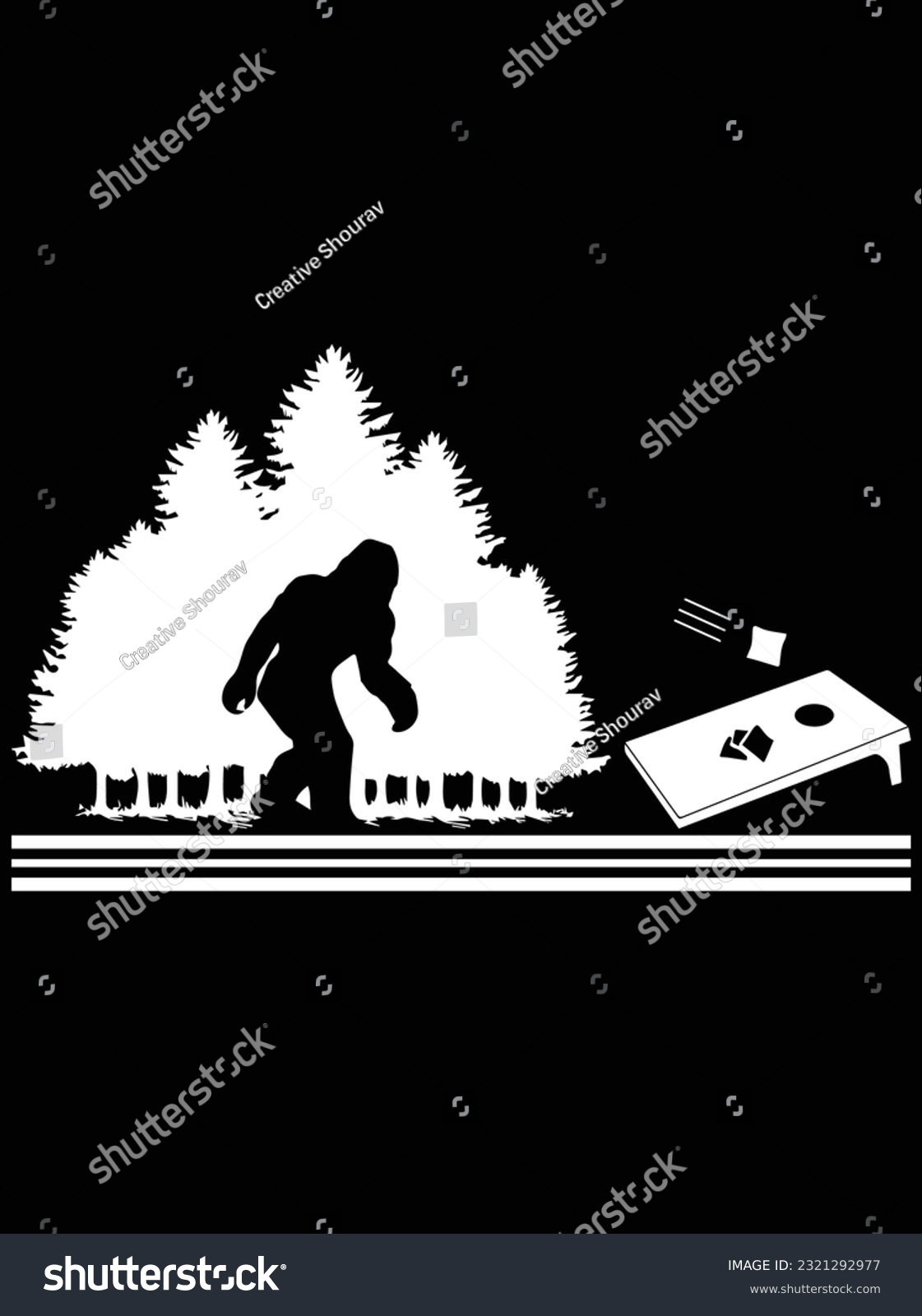 SVG of Sasquatch playing cornhole bigfoot vector art design, eps file. design file for t-shirt. SVG, EPS cuttable design file svg