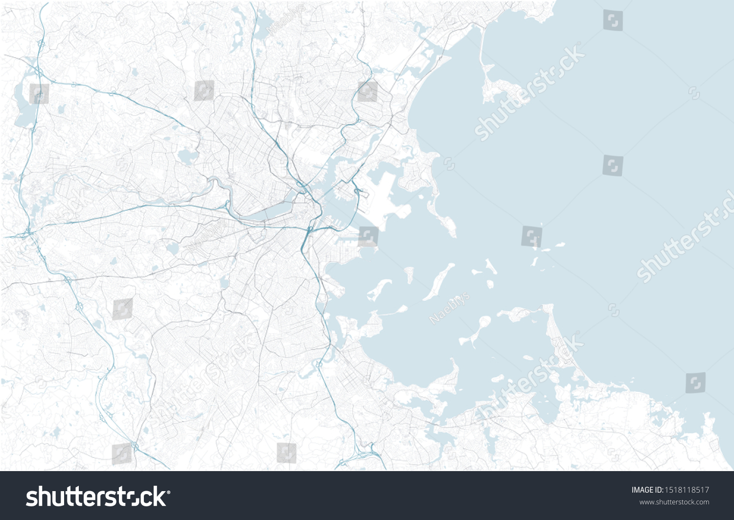 SVG of Satellite map of Boston and surrounding areas, Usa. Map roads, ring roads and highways, rivers, railway lines. Transportation map
 svg