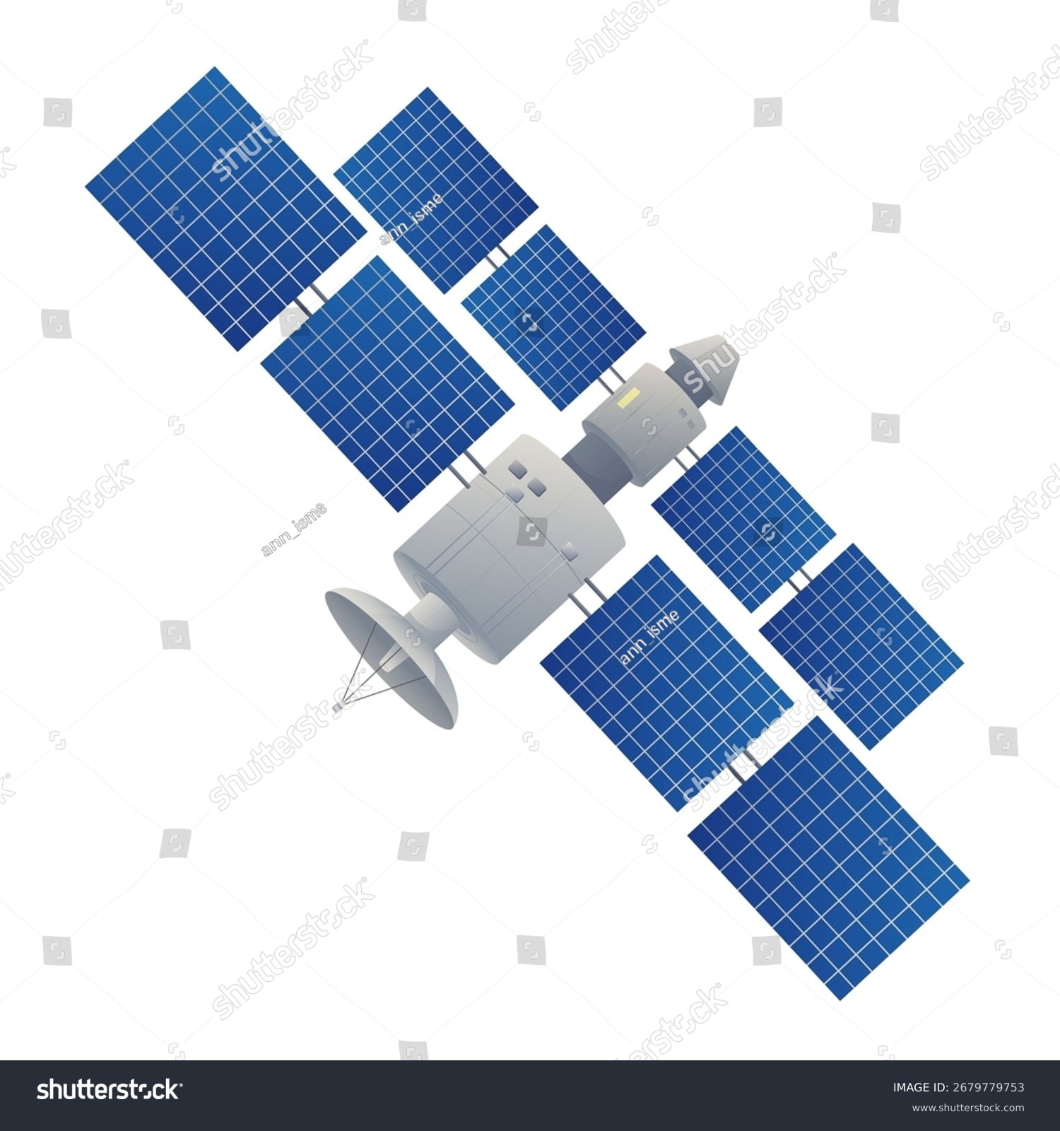 satellite with blue solar panels, space clip art preview