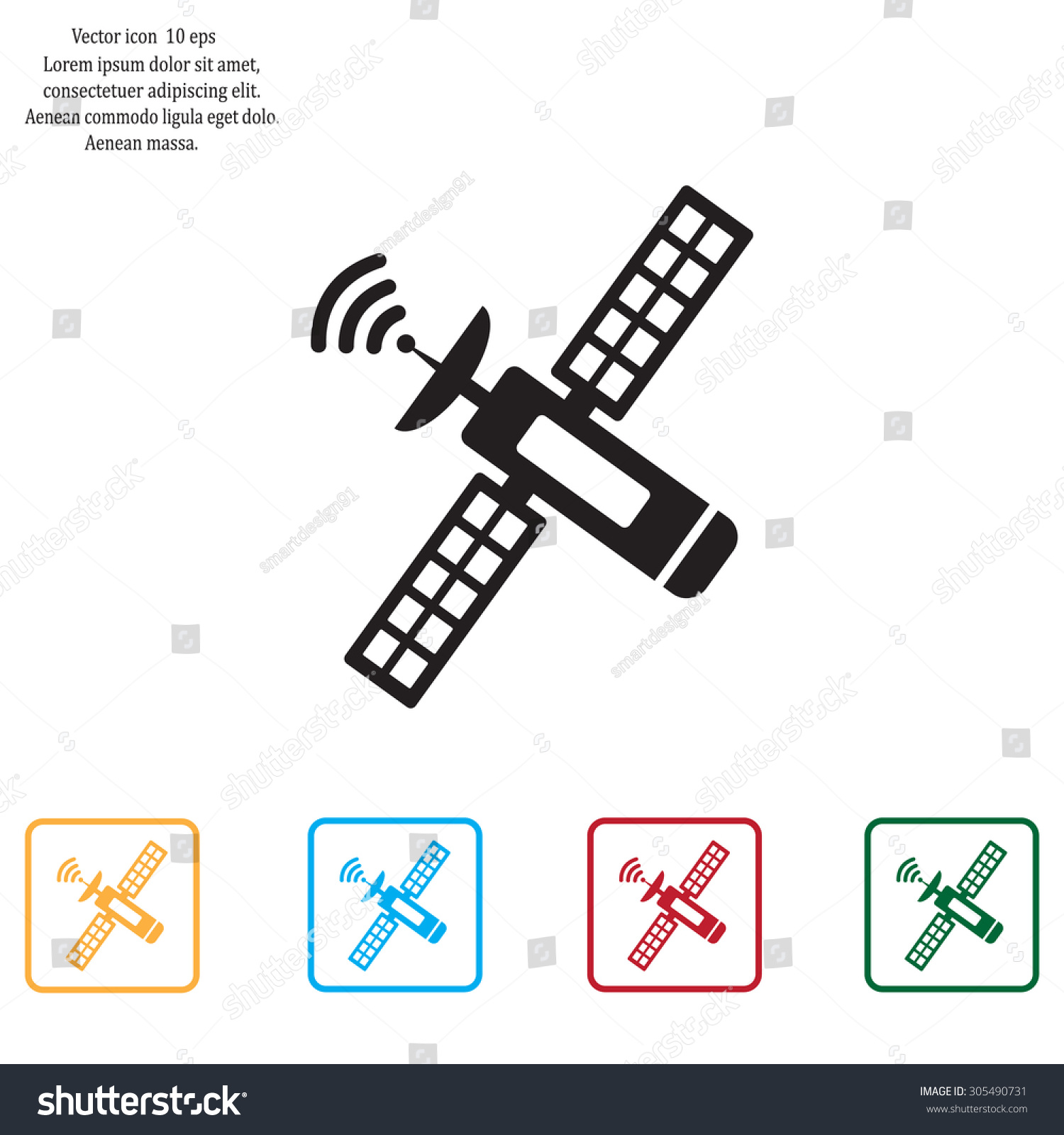 Satellite Sign Icon Vector Illustration Flat Stock Vector 305490731 ...