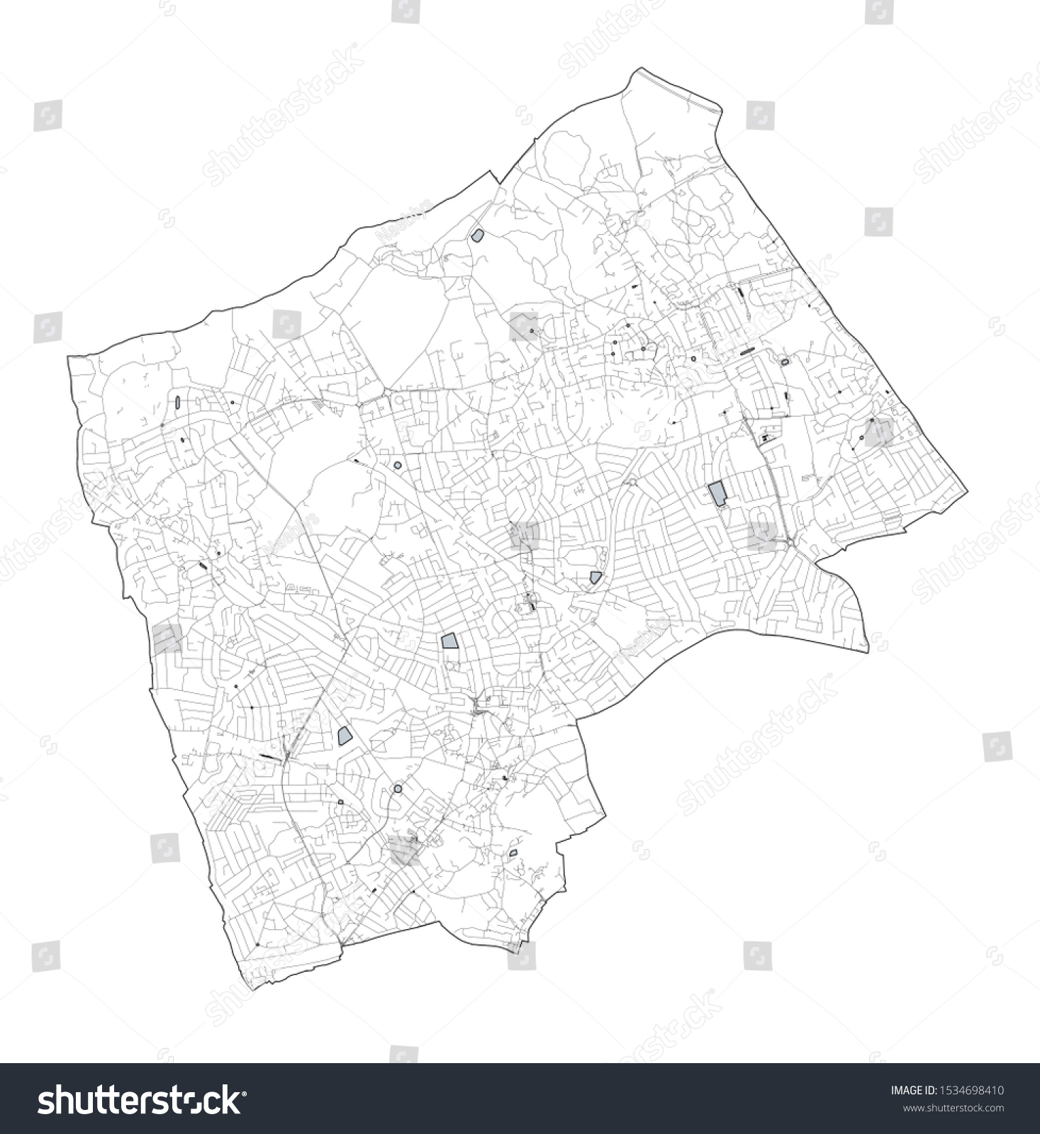 Satellite View London Boroughs Map Streets Stock Vector (Royalty Free ...