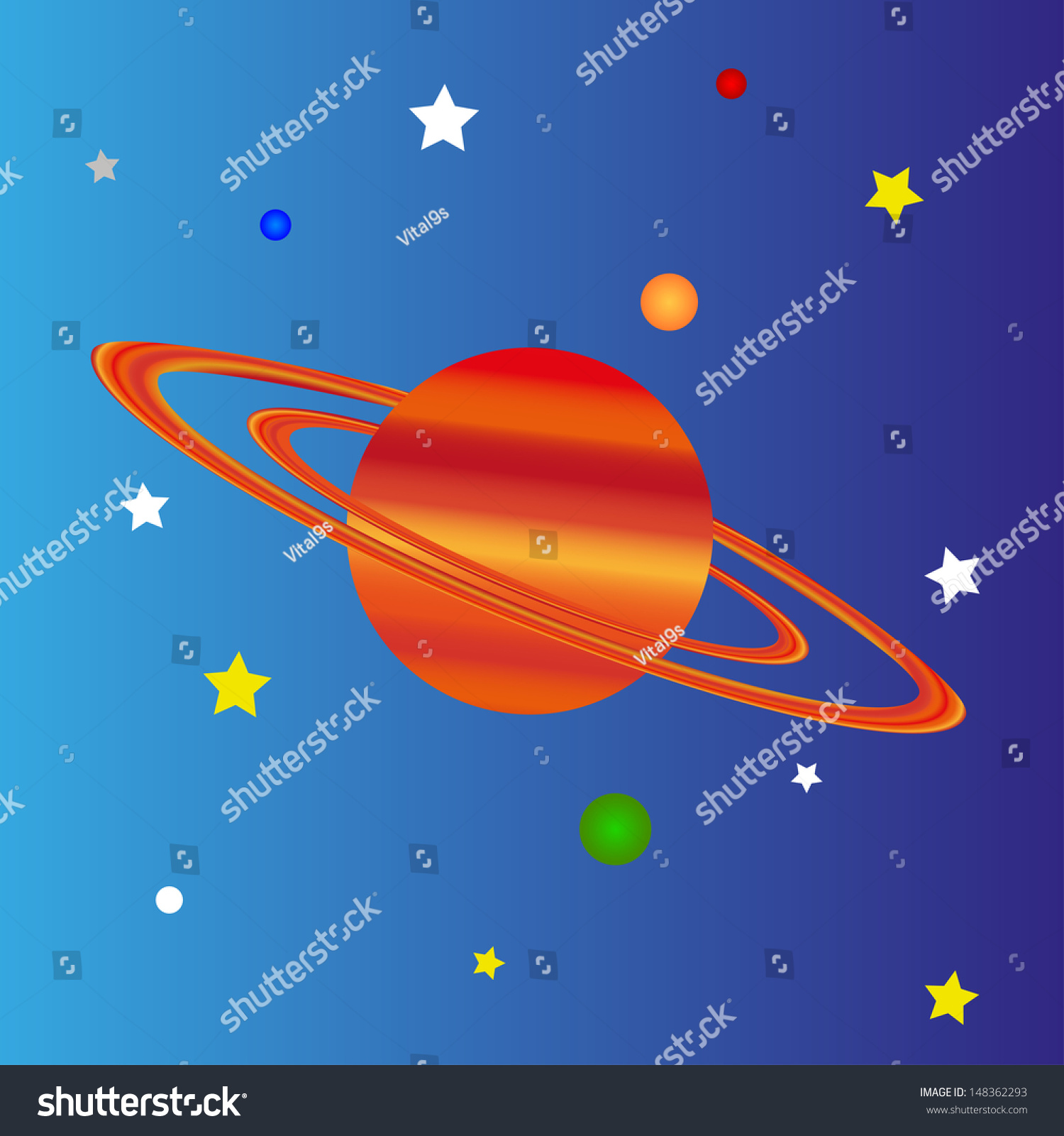 Saturn Space Planet Around Star Stock Vector (Royalty Free) 148362293