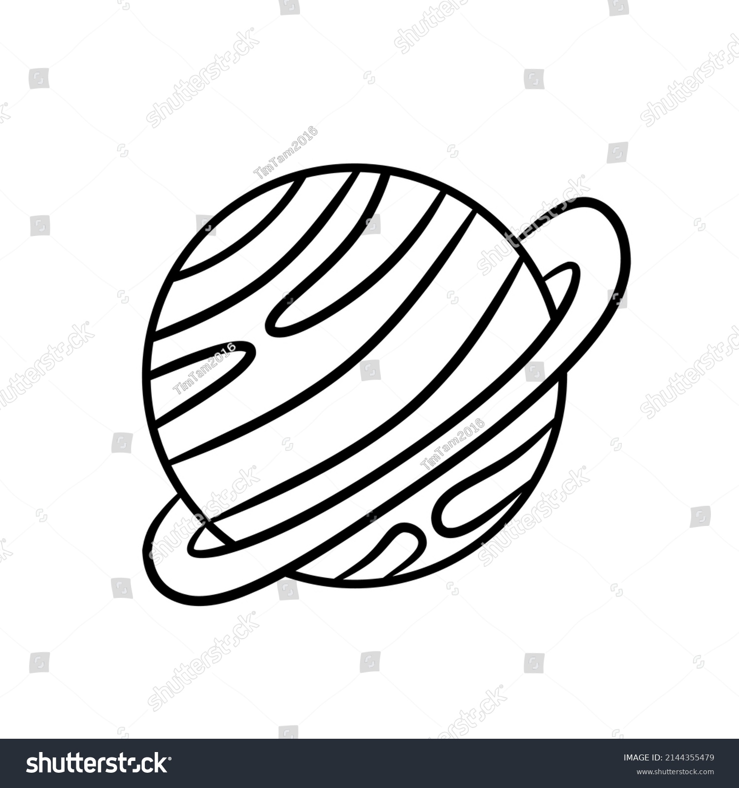 Saturn Outline Doodle Illustration Suitable Coloring Stock Vector ...