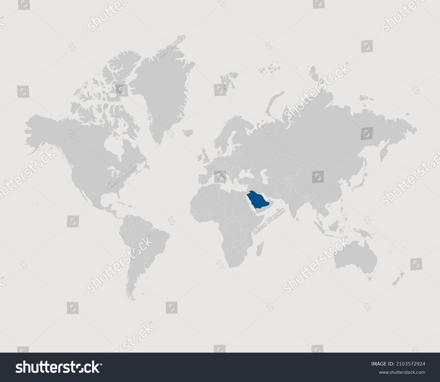 Saudi Arabia on the World Stage - Stock Vector Saudi Arabia Highlighted On World Map Eps 2103572924