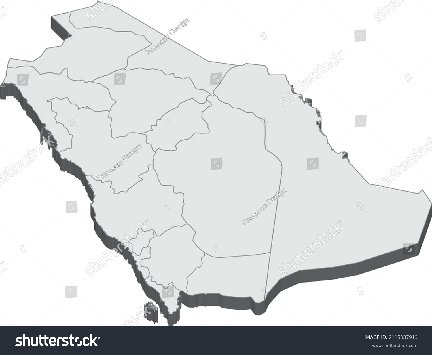 Saudi Arabia Map Isolated On White Stock Vector (Royalty Free ...