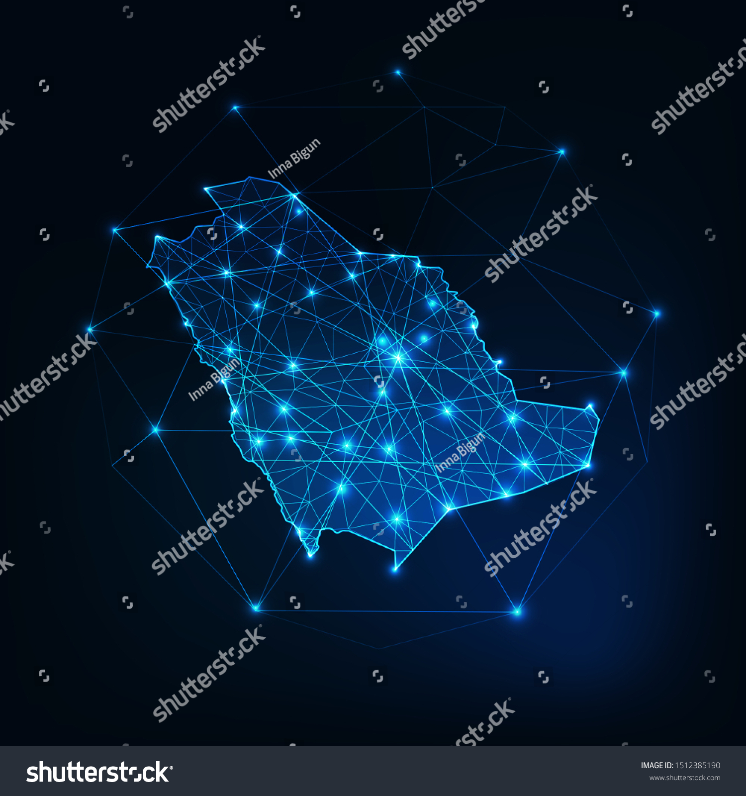 Stock Vector Saudi Arabia Map Outline With Stars And Lines Abstract Framework Communication Connection Concept 1512385190 