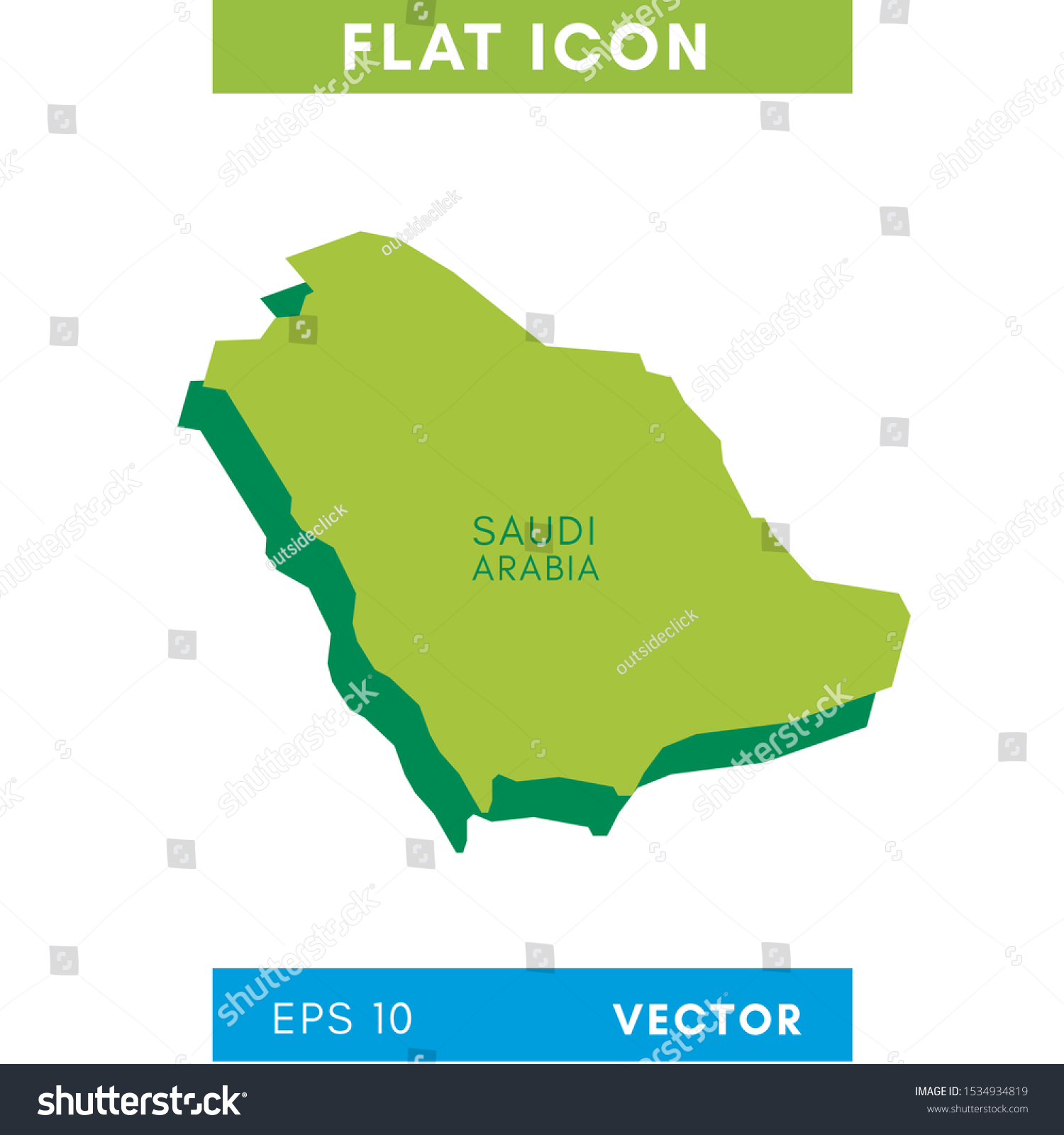 Saudi Arabia Map Vector Illustration Green Stock Vector Royalty Free 1534934819