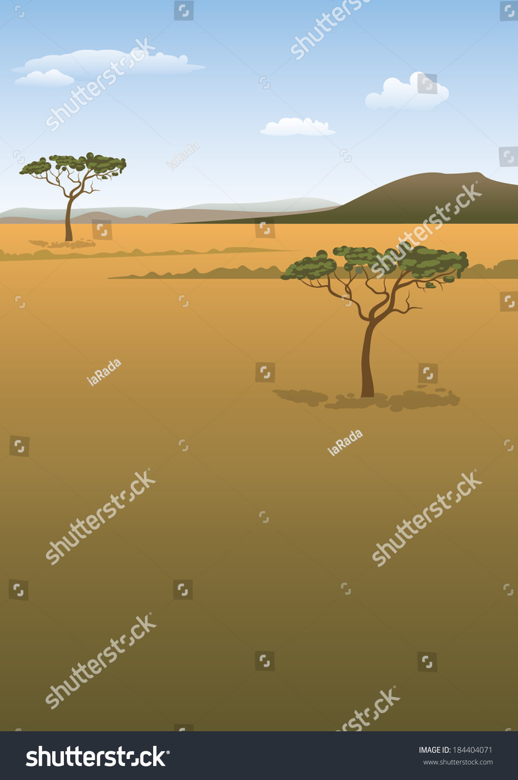 Savanna Landscape Background Stock Vector (Royalty Free) 184404071 ...