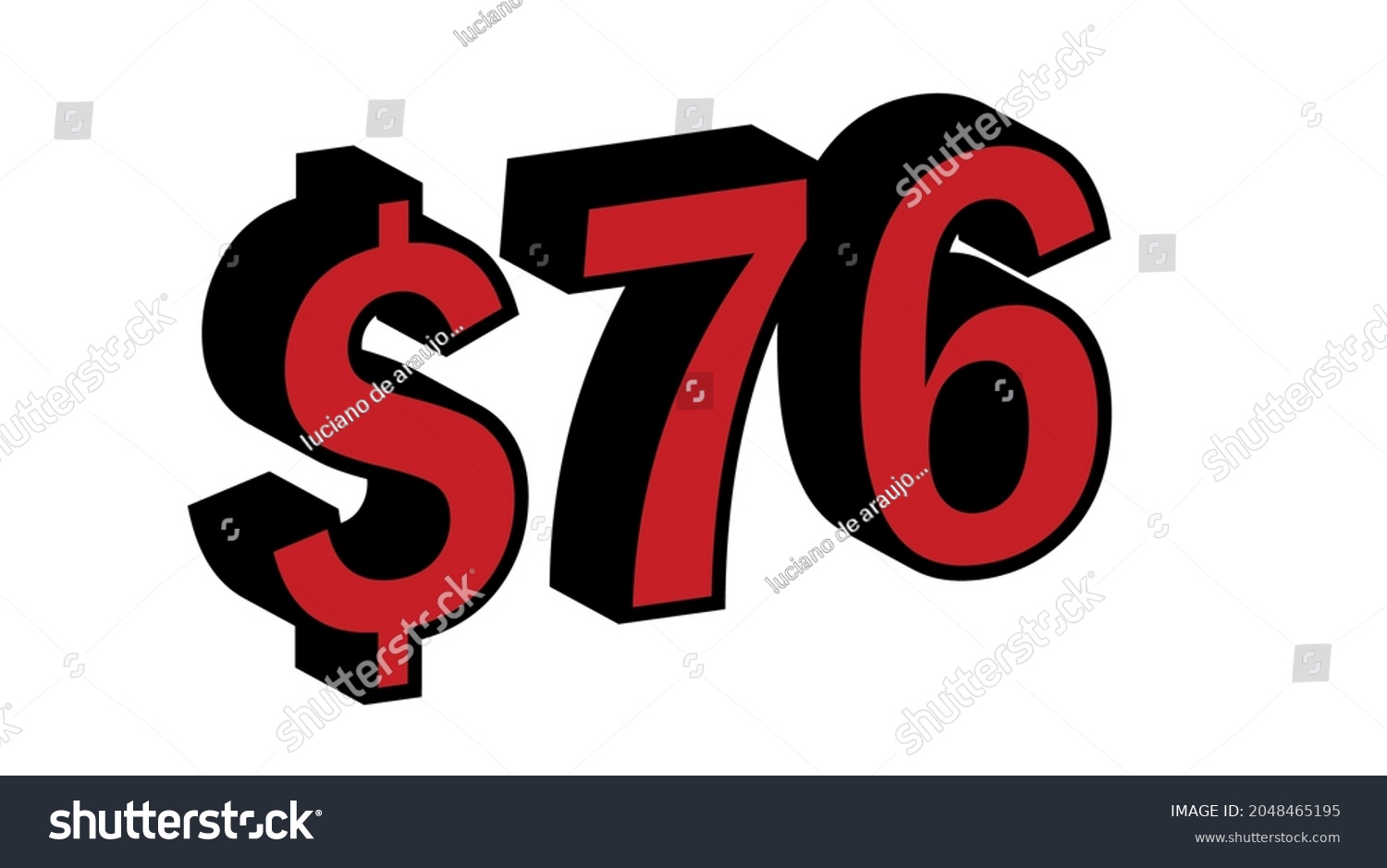 SVG of Save 76 Dollar - $76 3D red Price Symbol Offer svg