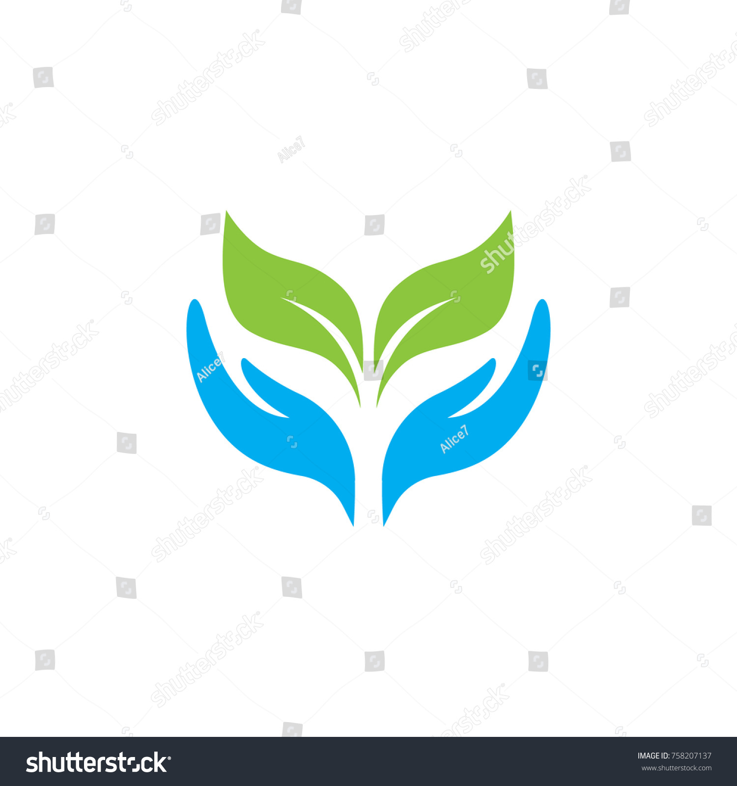 Save Nature Logo Design Combine Hand Stock 758207137