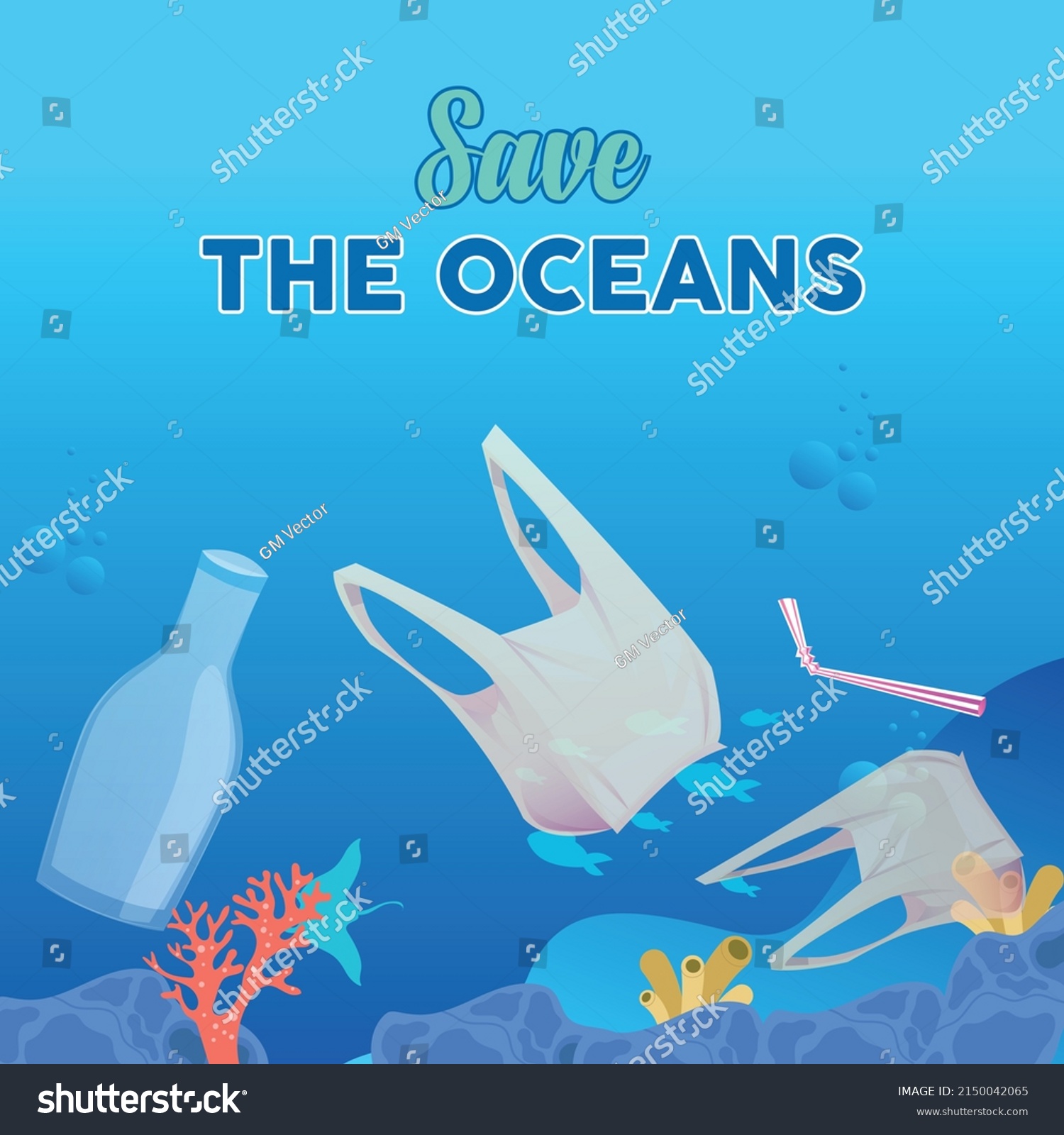 Save Ocean Plastic Waste World Ocean Stock Vector (Royalty Free ...