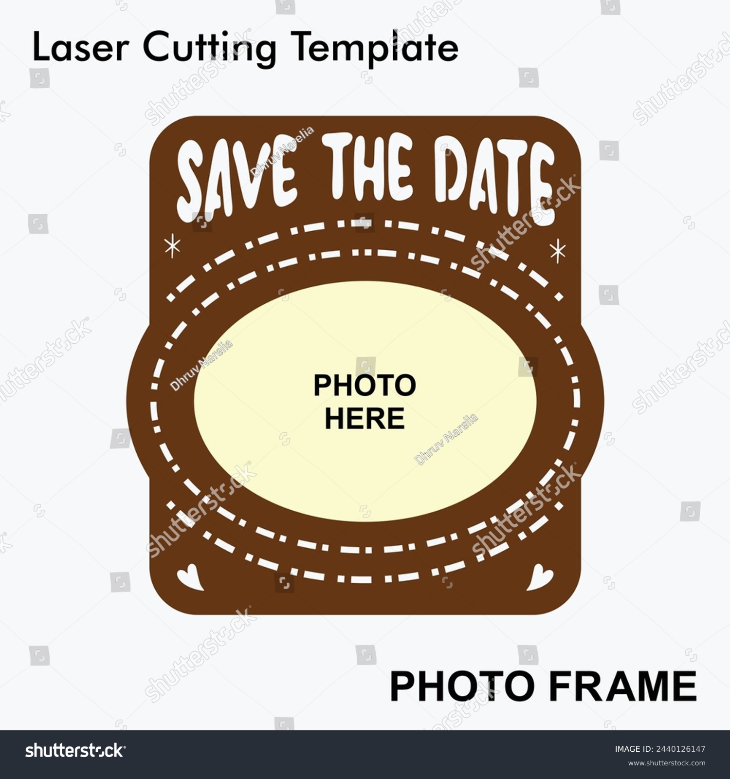 SVG of Save The Date laser cut photo frame with 1 photo. Home decor wooden sublimation frame template. Suitable for wedding and anniversary gifts. Laser cut photo frame template for mdf and acrylic cutting. svg
