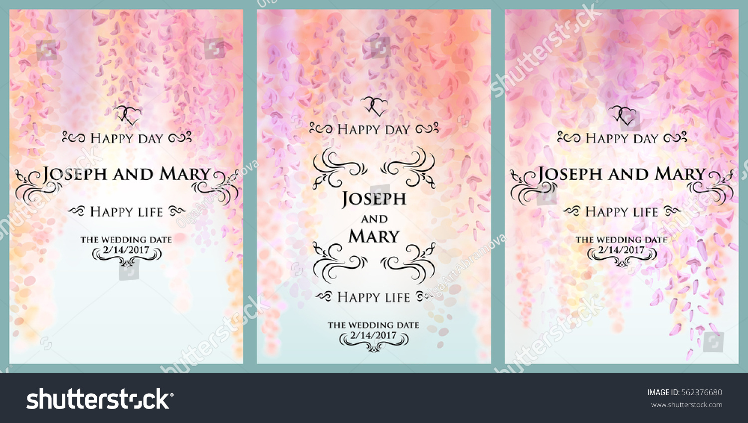 SVG of Save the date, wedding invitation card template with gentle flowers of blooming wisteria, floral background. Gentle watercolor spring flowers on a white background. Vector illustration. Eps10. svg