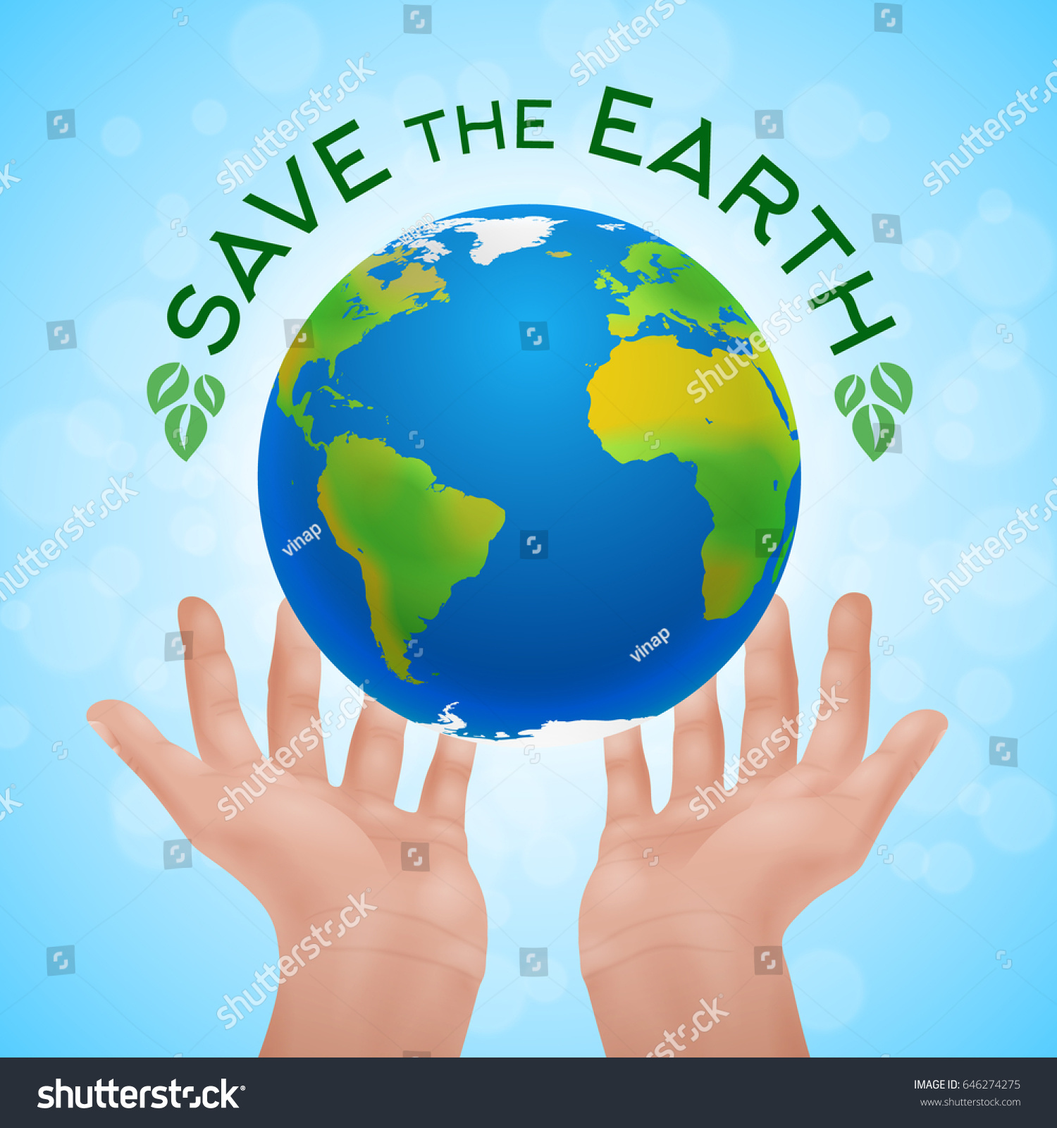 Save Earth Eco Poster Two Human Stock Vector (Royalty Free) 646274275