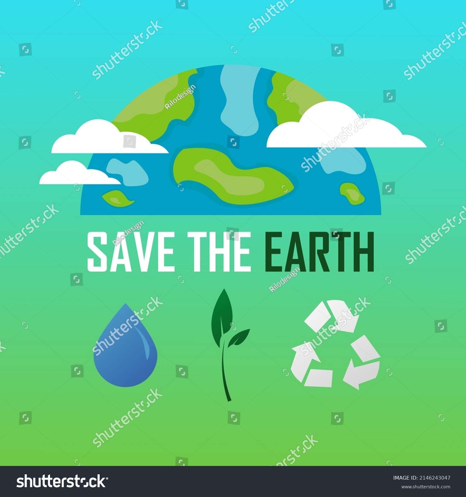 Save Earth Illustrator Design By Protecting Stock Vector (Royalty Free ...