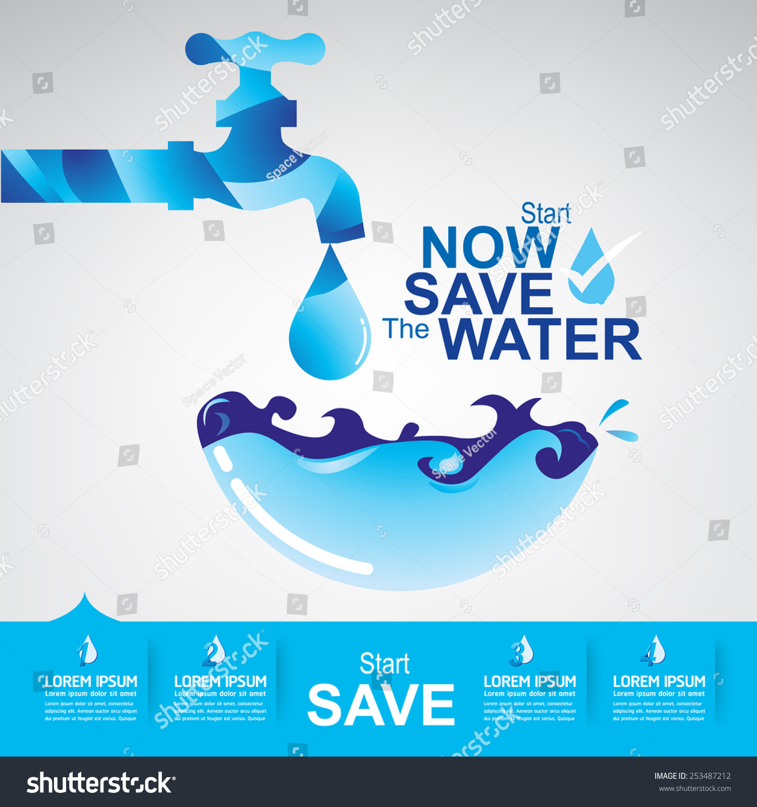 Save Water Vector Stock Vector (Royalty Free) 253487212