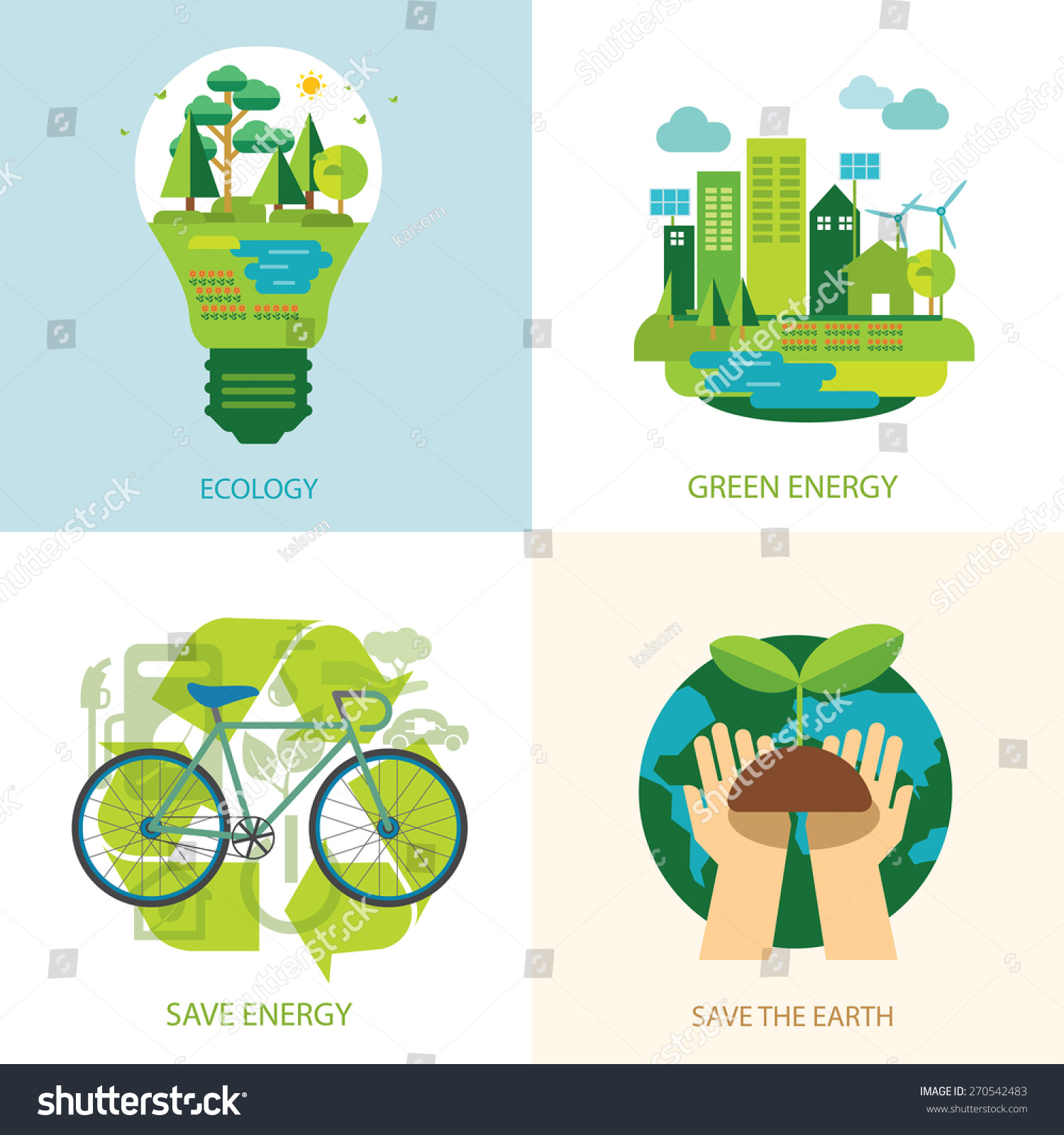 Save The World And Clean Energy Concept Stock Vector Illustration ...