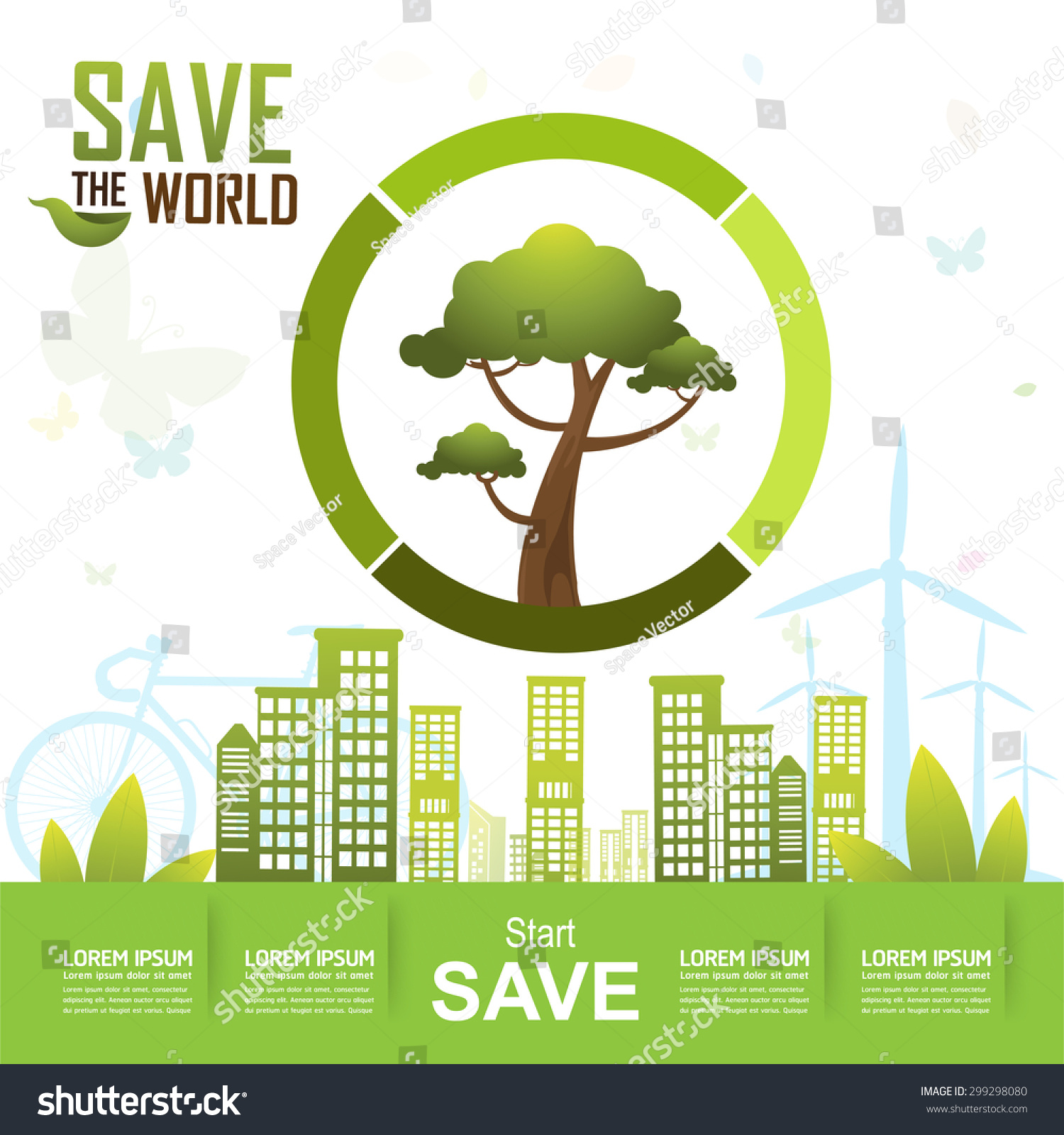 Save World Vector Stock Vector (Royalty Free) 299298080