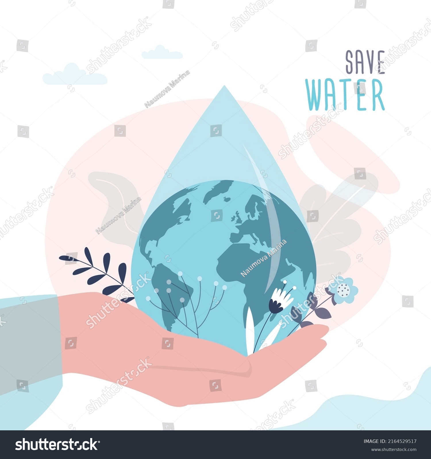 Save Water Concept Banner Planet Giant Stock Vector (Royalty Free ...