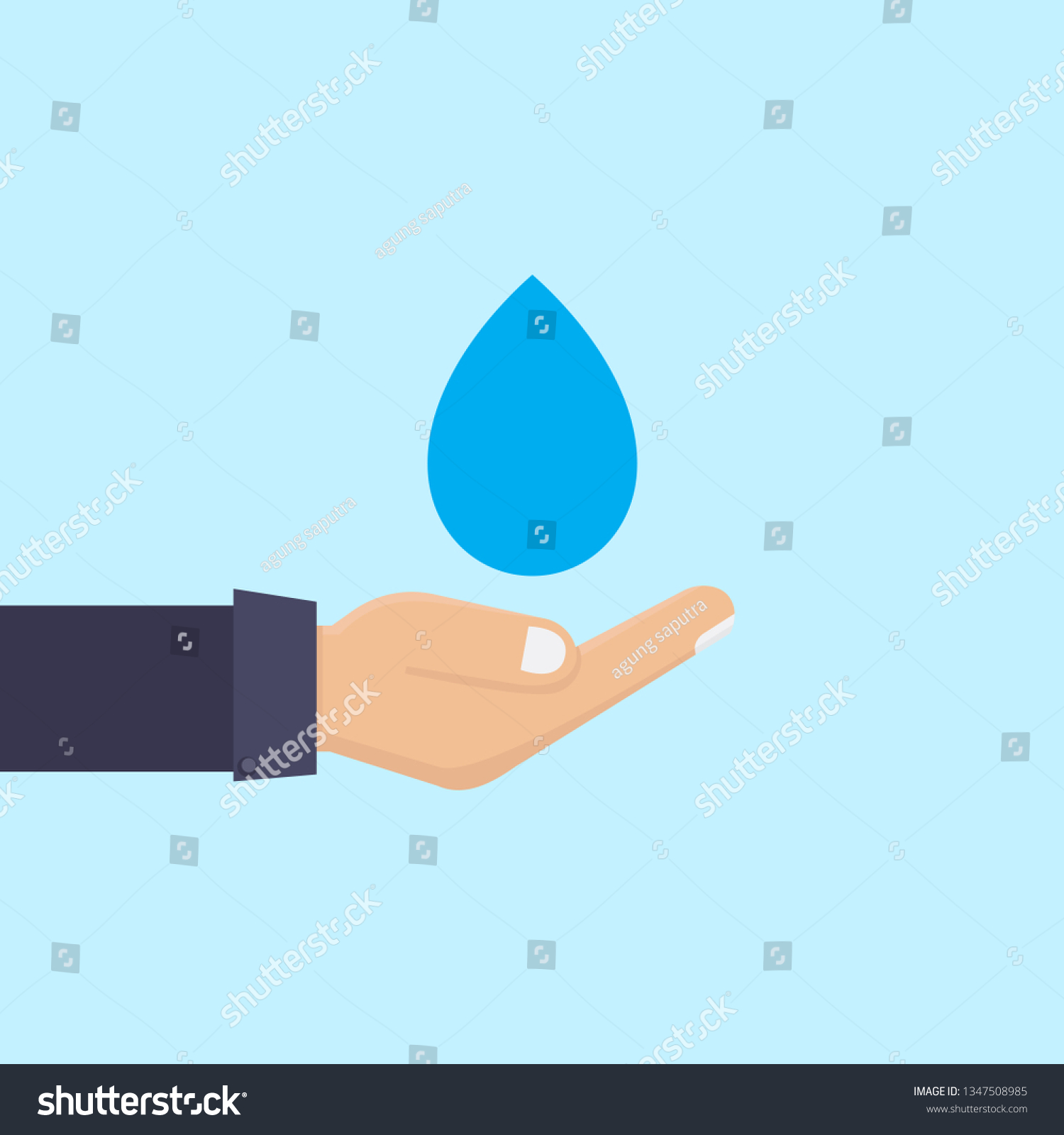 Save Water Concept Hand Holding Water Stock Vector (Royalty Free ...