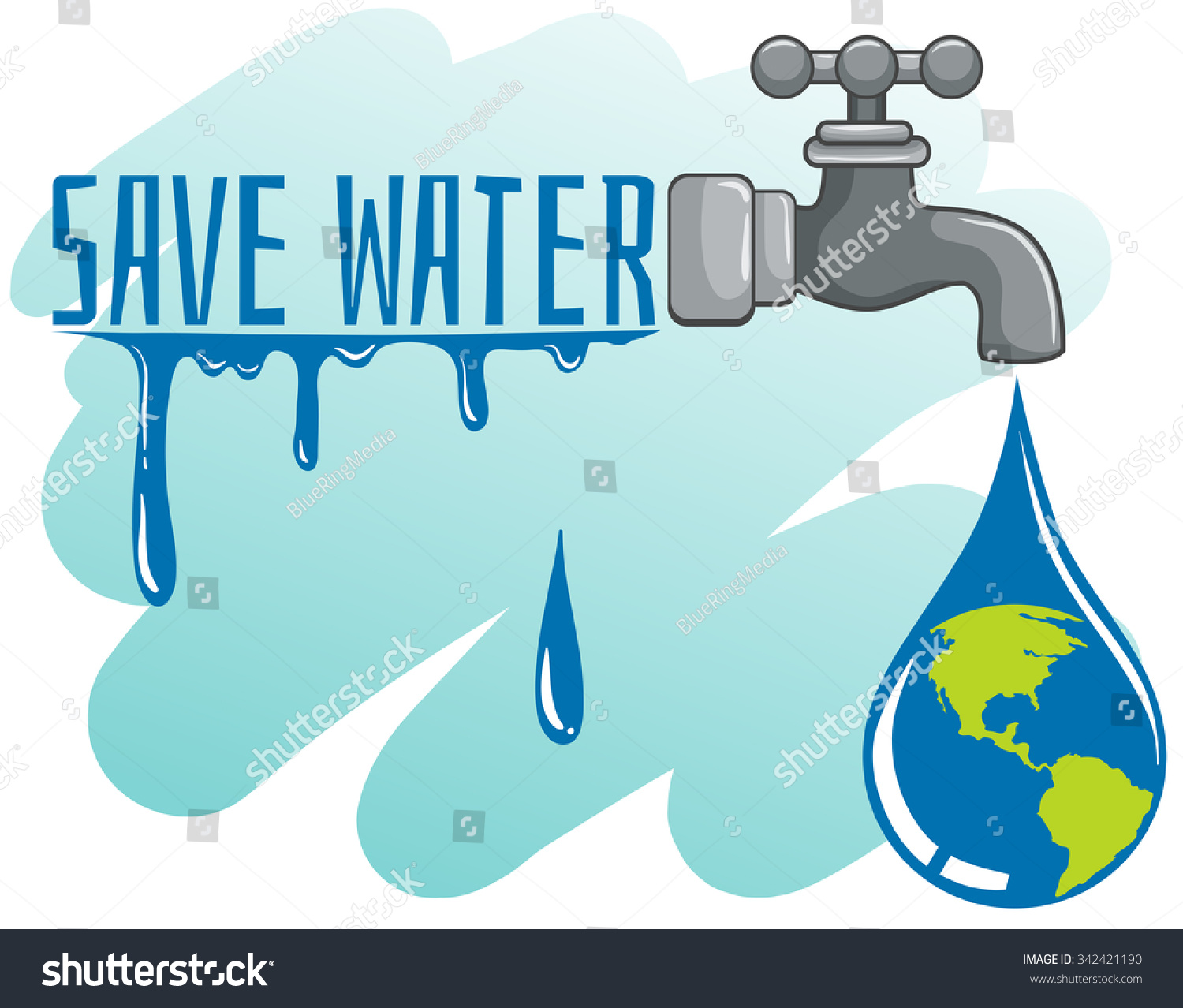 Save Water Theme Earth Faucet Illustration Stock Vector 342421190 ...