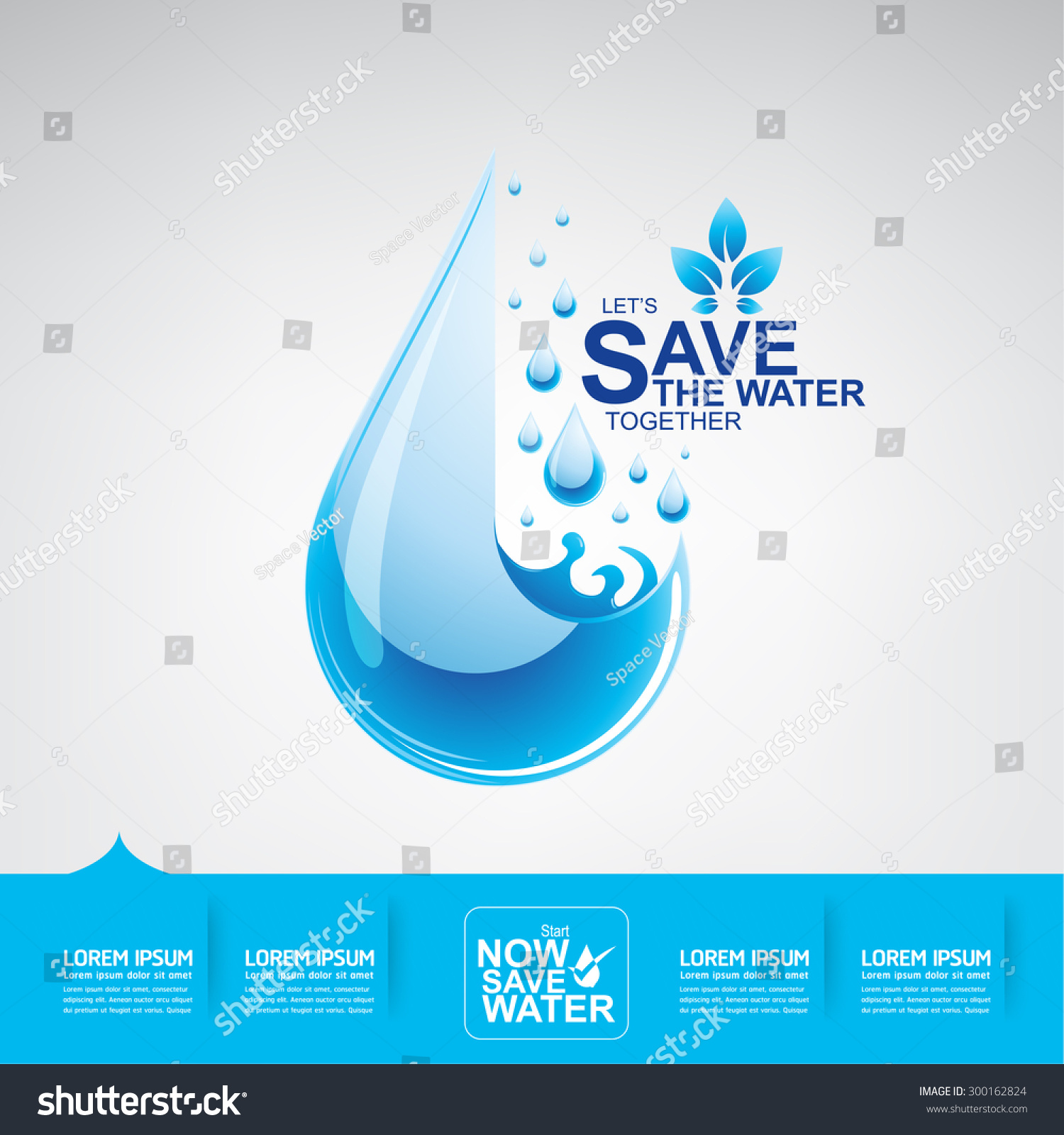 Save Water Vector Concept Ecology Stock Vector (Royalty Free) 300162824 ...